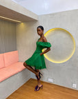 Green Aso Oke Dress ( Short )