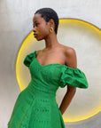 Green Aso Oke Dress ( Short )