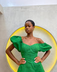 Green Aso Oke Dress ( Short )