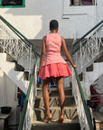 Pink Pleated skirt set
