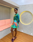 Printed Pleated Skirt