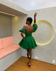 Green Aso Oke Dress ( Short )