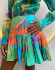 Printed Pleated Skirt
