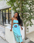 Teal beaded skirt set