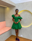 Green Aso Oke Dress ( Short )