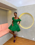 Green Aso Oke Dress ( Short )