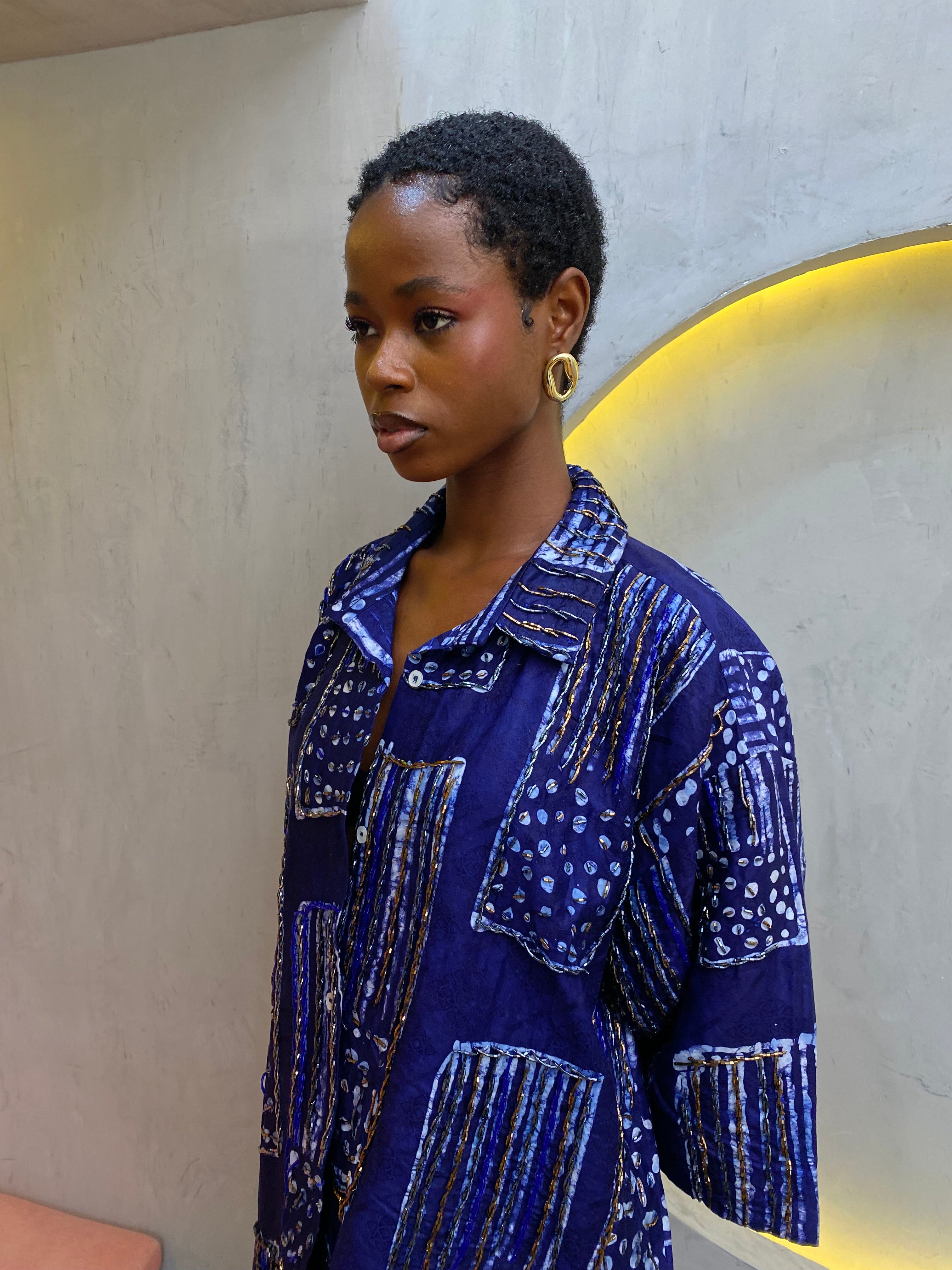 ADIRE BEADED SHIRT