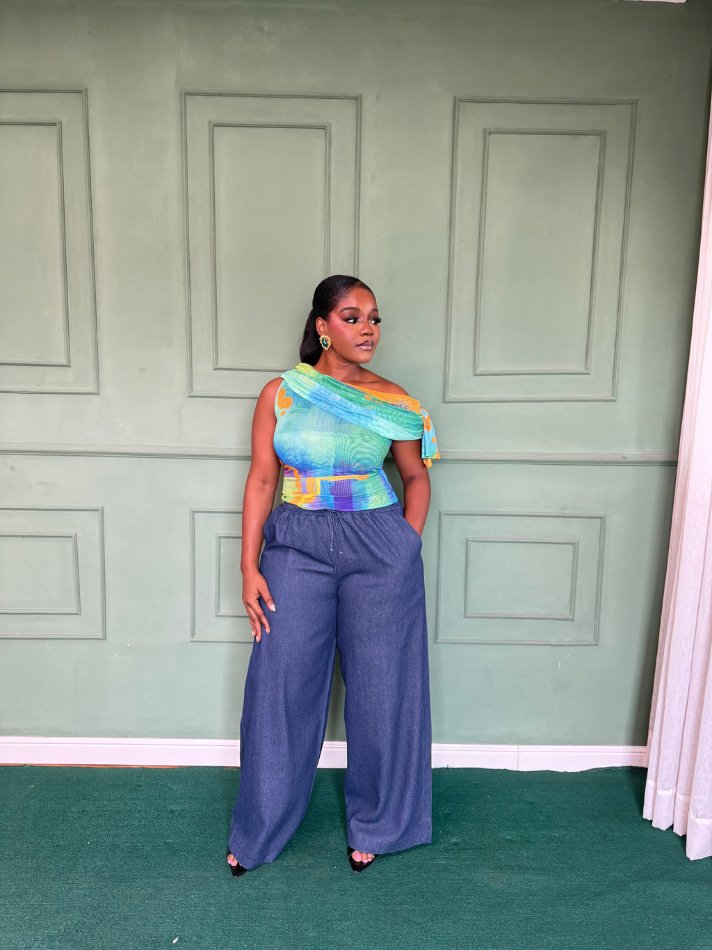Drop Shoulder Mesh Top