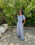 Blue Stripped Crop Top and Baggy pants