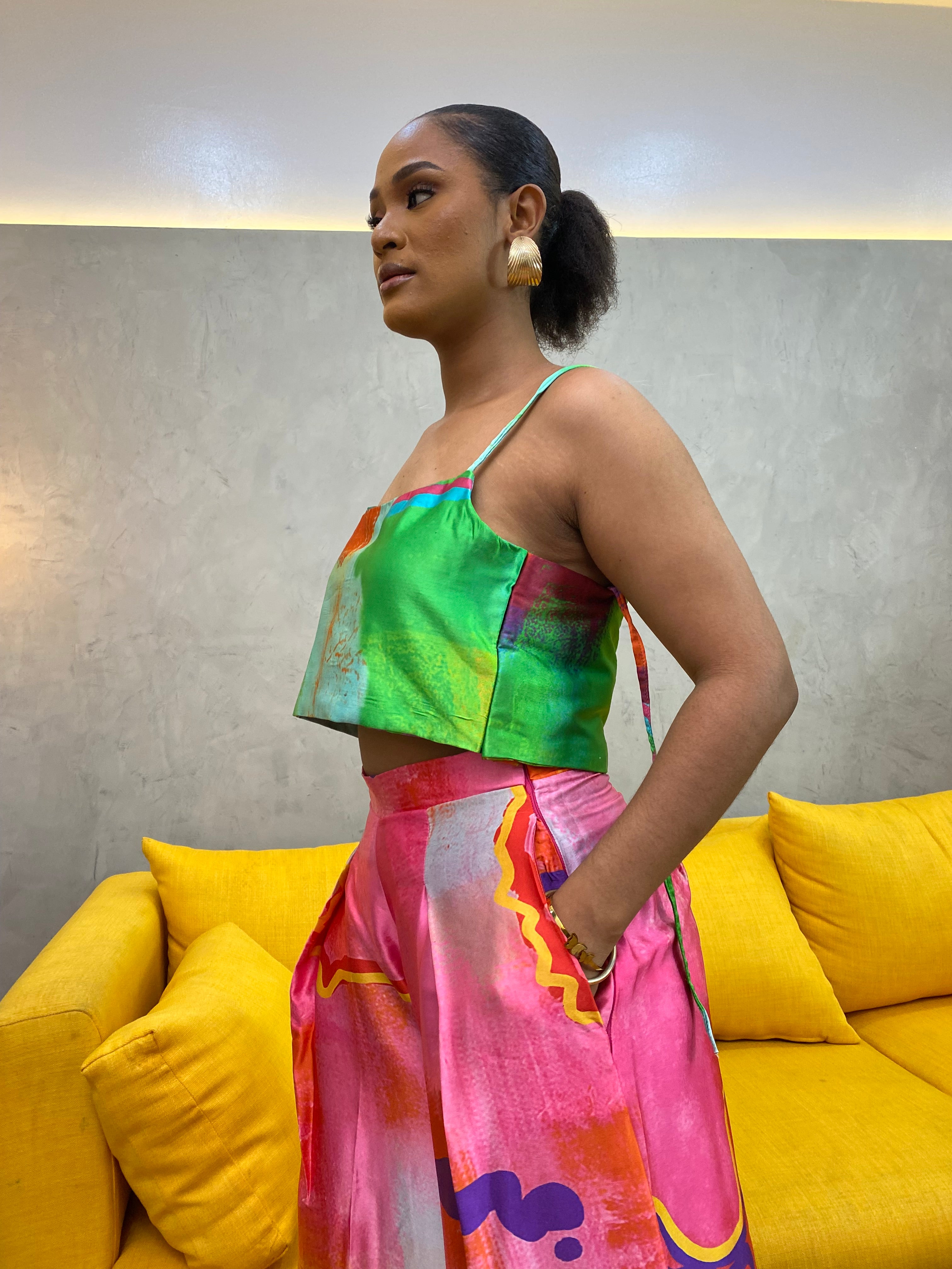 Silk Cropped Boxy Top
