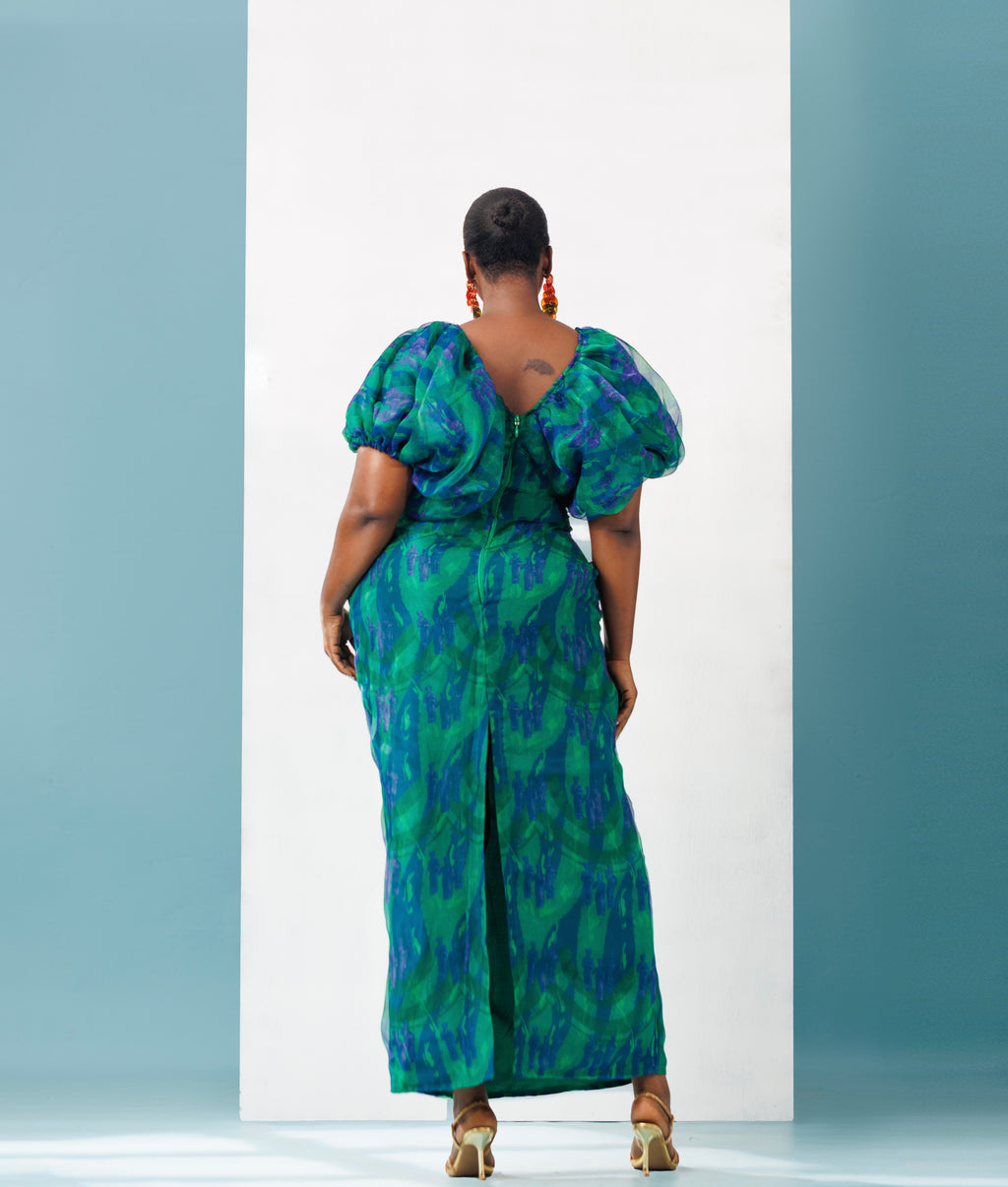 Organza Puffy Sleeve Dress