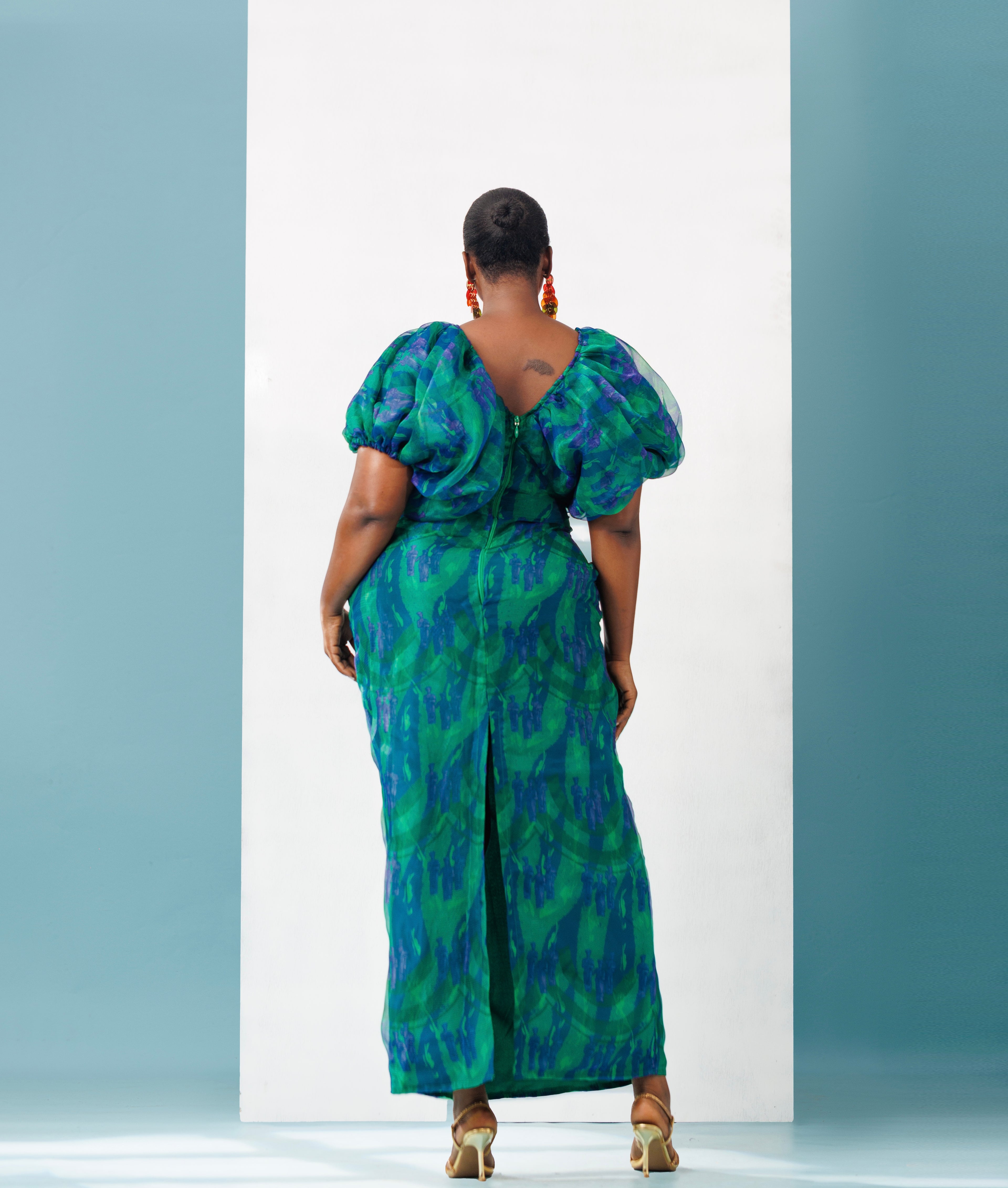 Organza Puffy Sleeve Dress