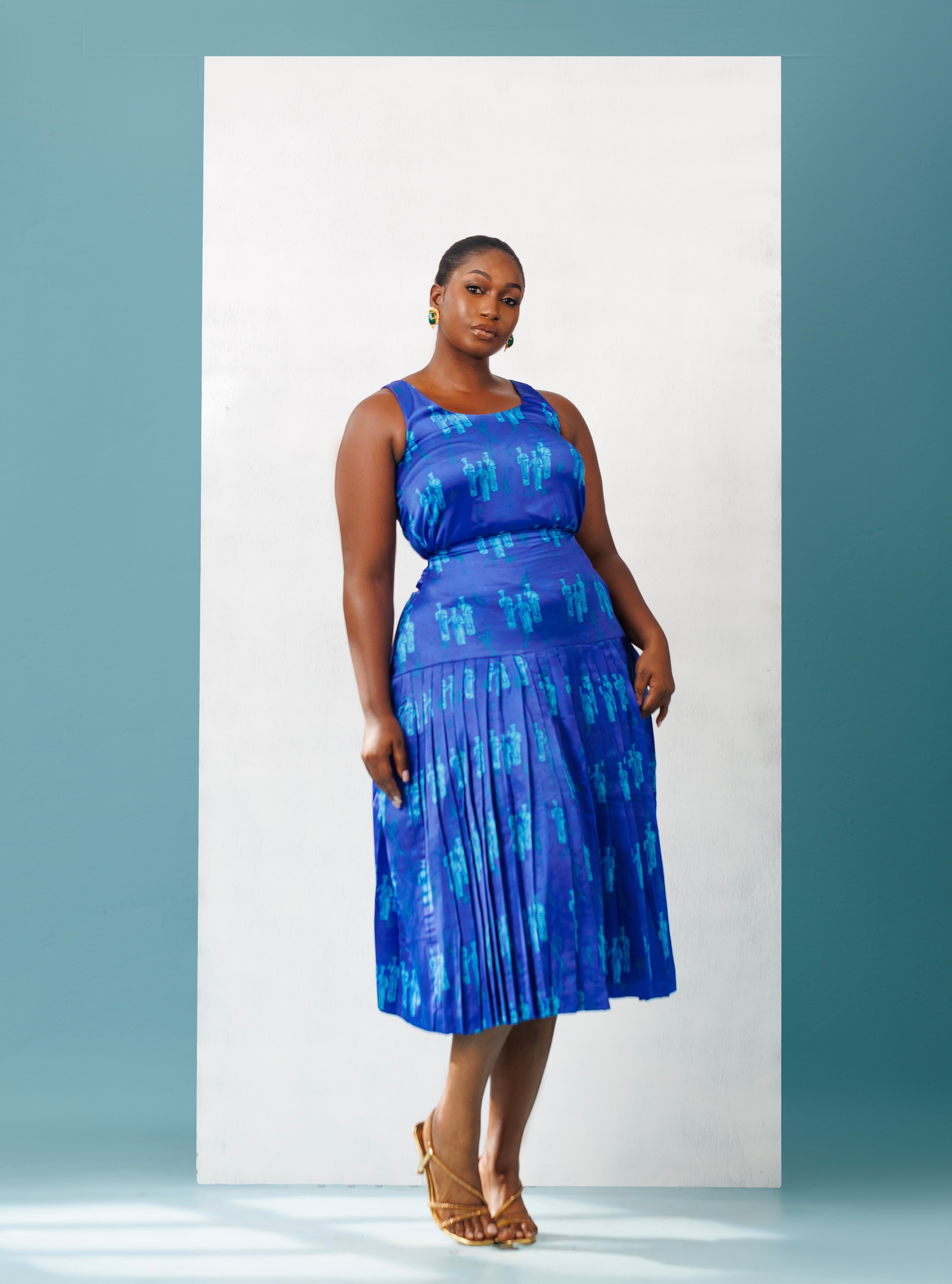 Pleated Midi Silk Skirt