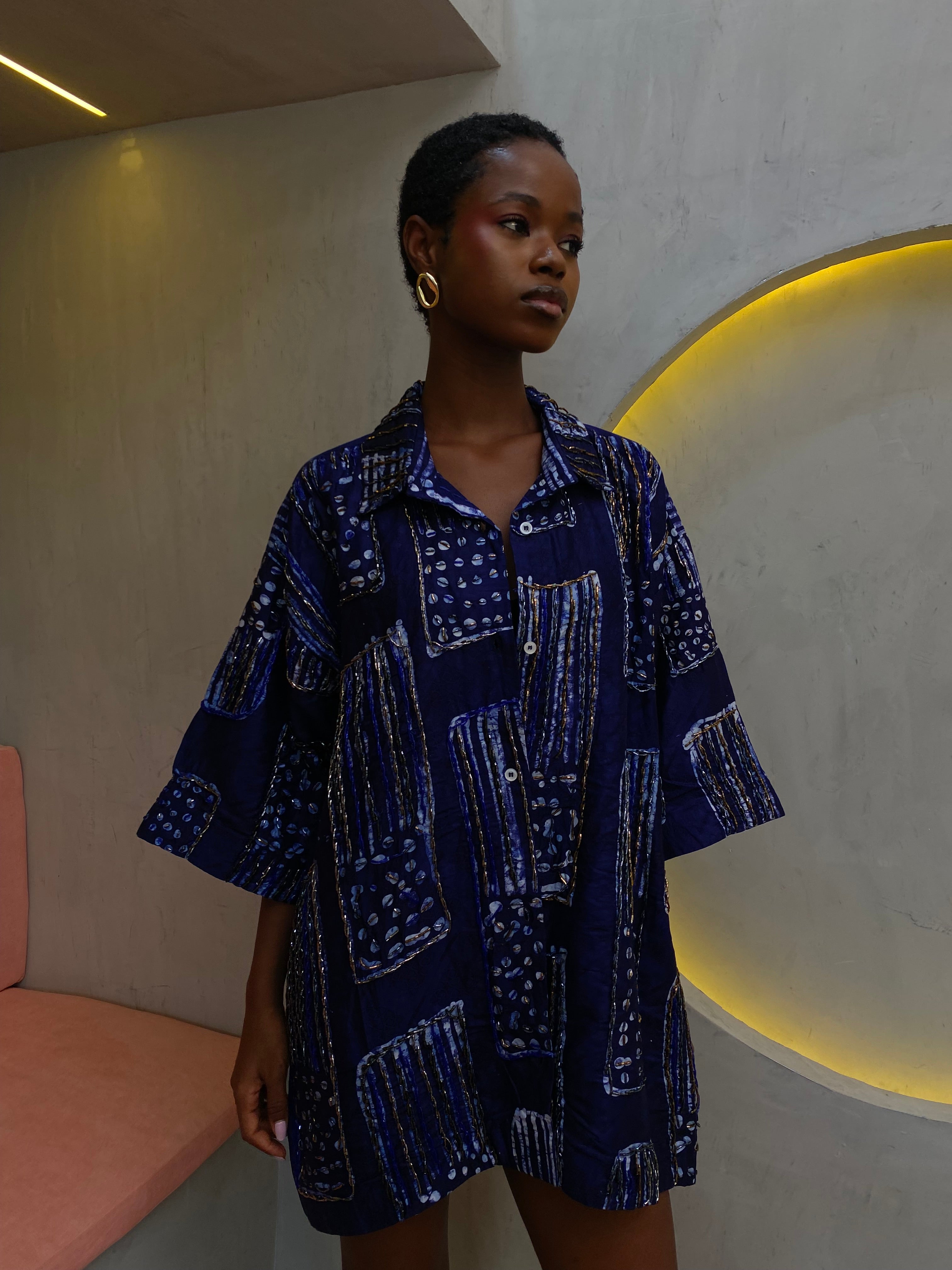 ADIRE BEADED SHIRT