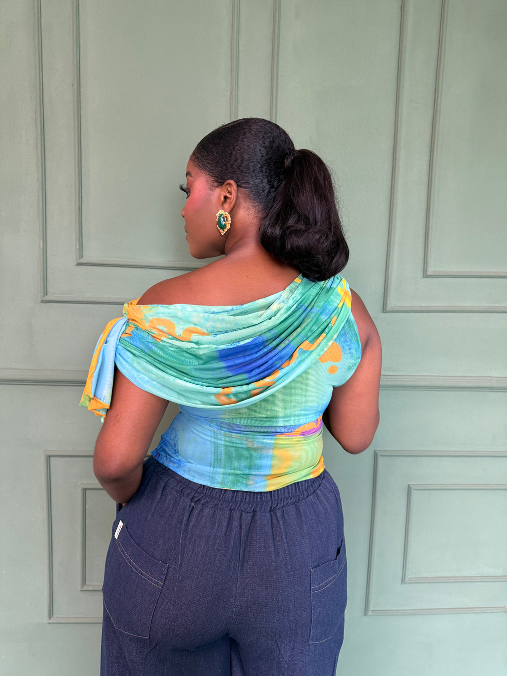 Drop Shoulder Mesh Top