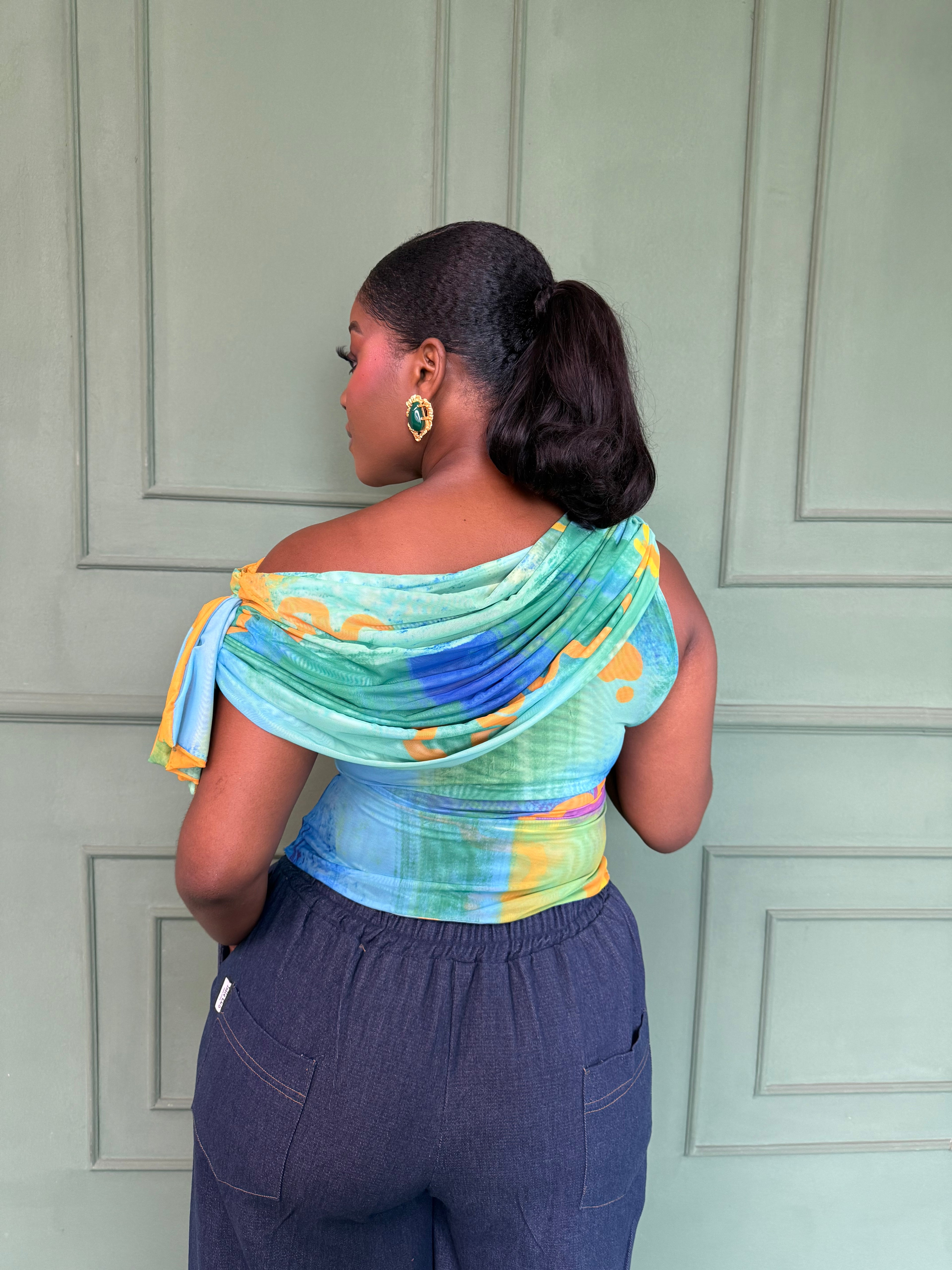 Drop Shoulder Mesh Top