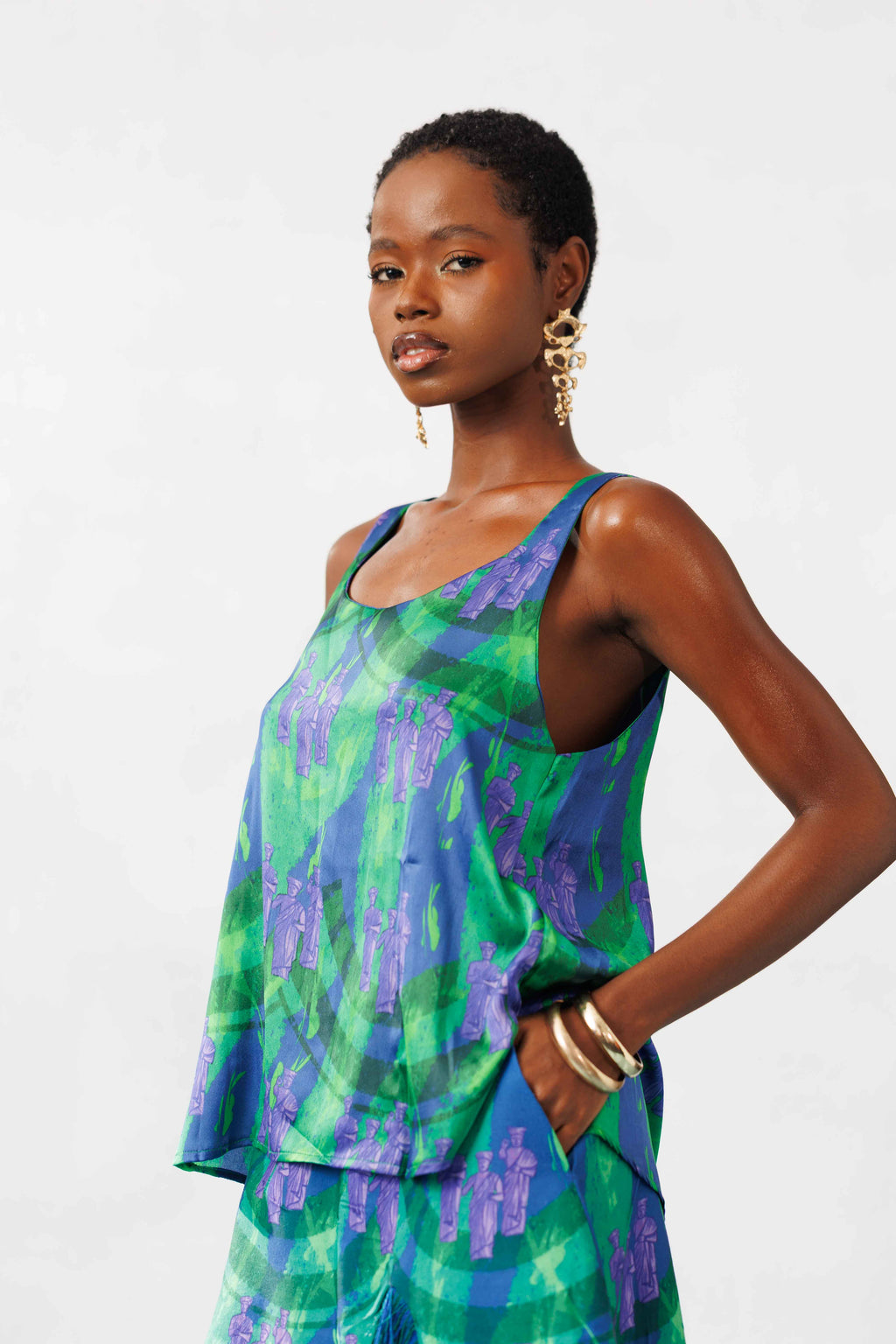Sleeveless Silk Top