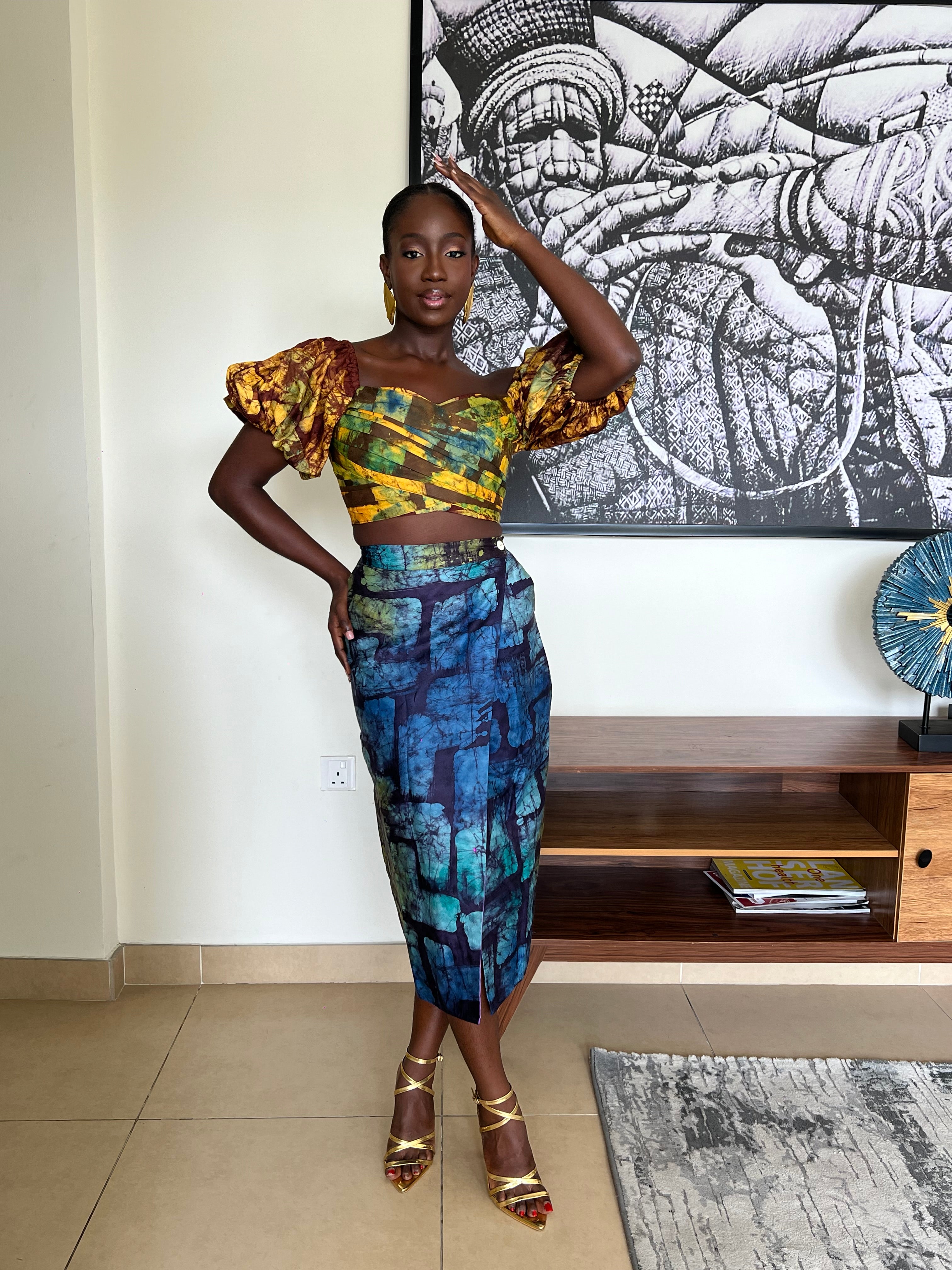 Adire Wrap Skirt Set