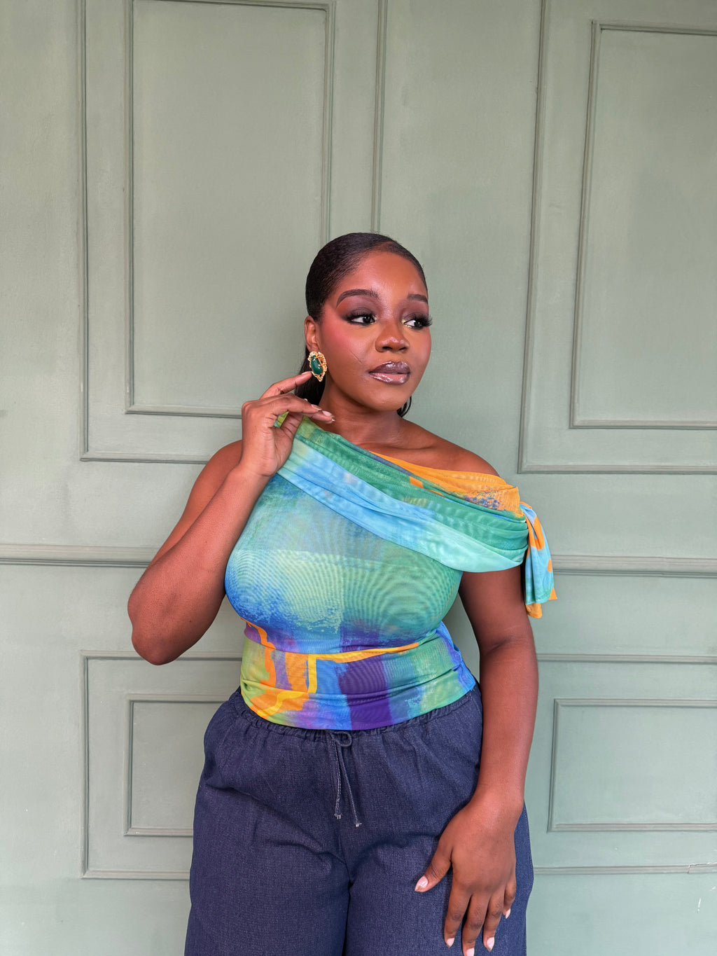 Drop Shoulder Mesh Top
