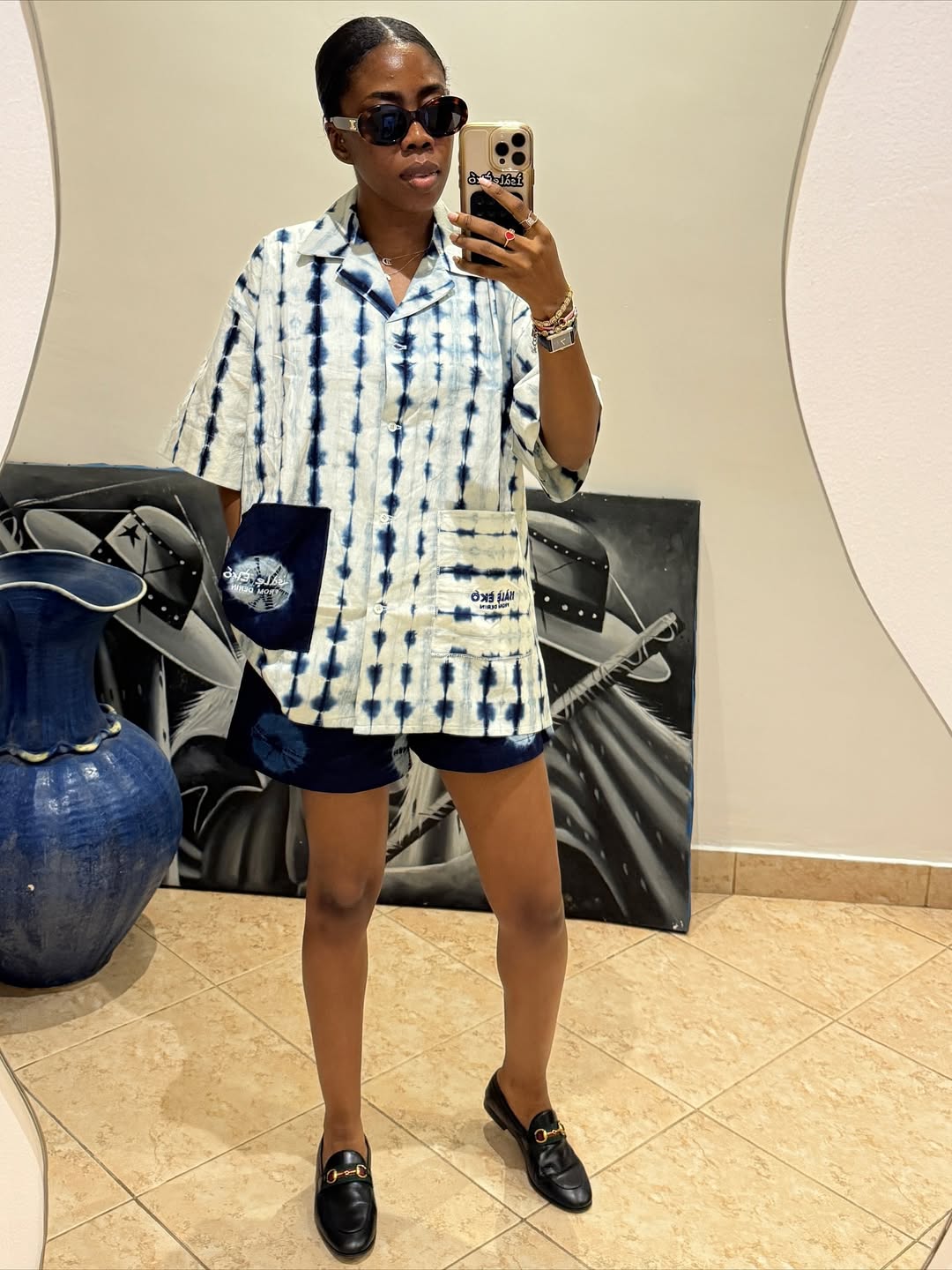 Adire Boxy Short set