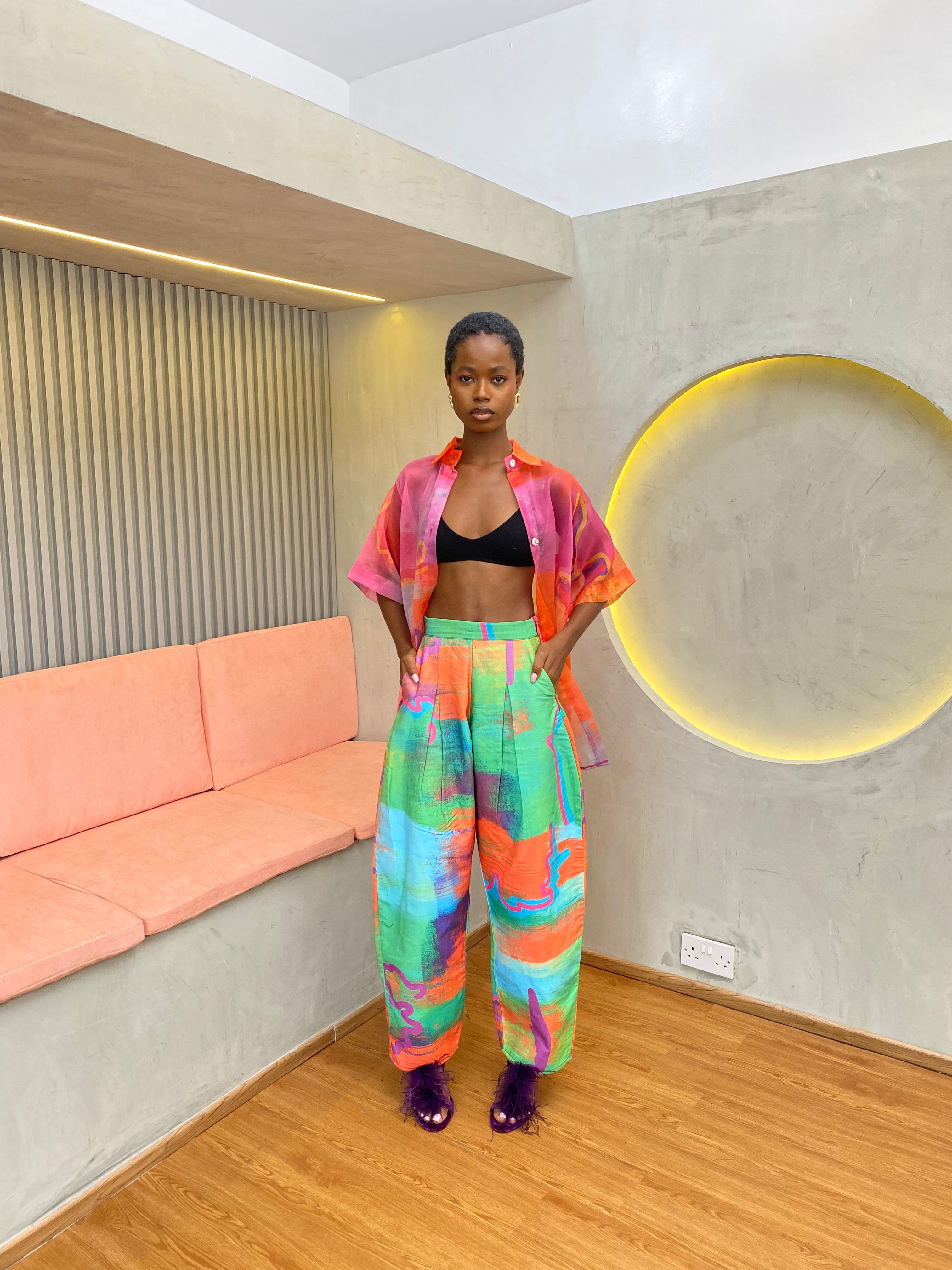 Printed Barrel Pants