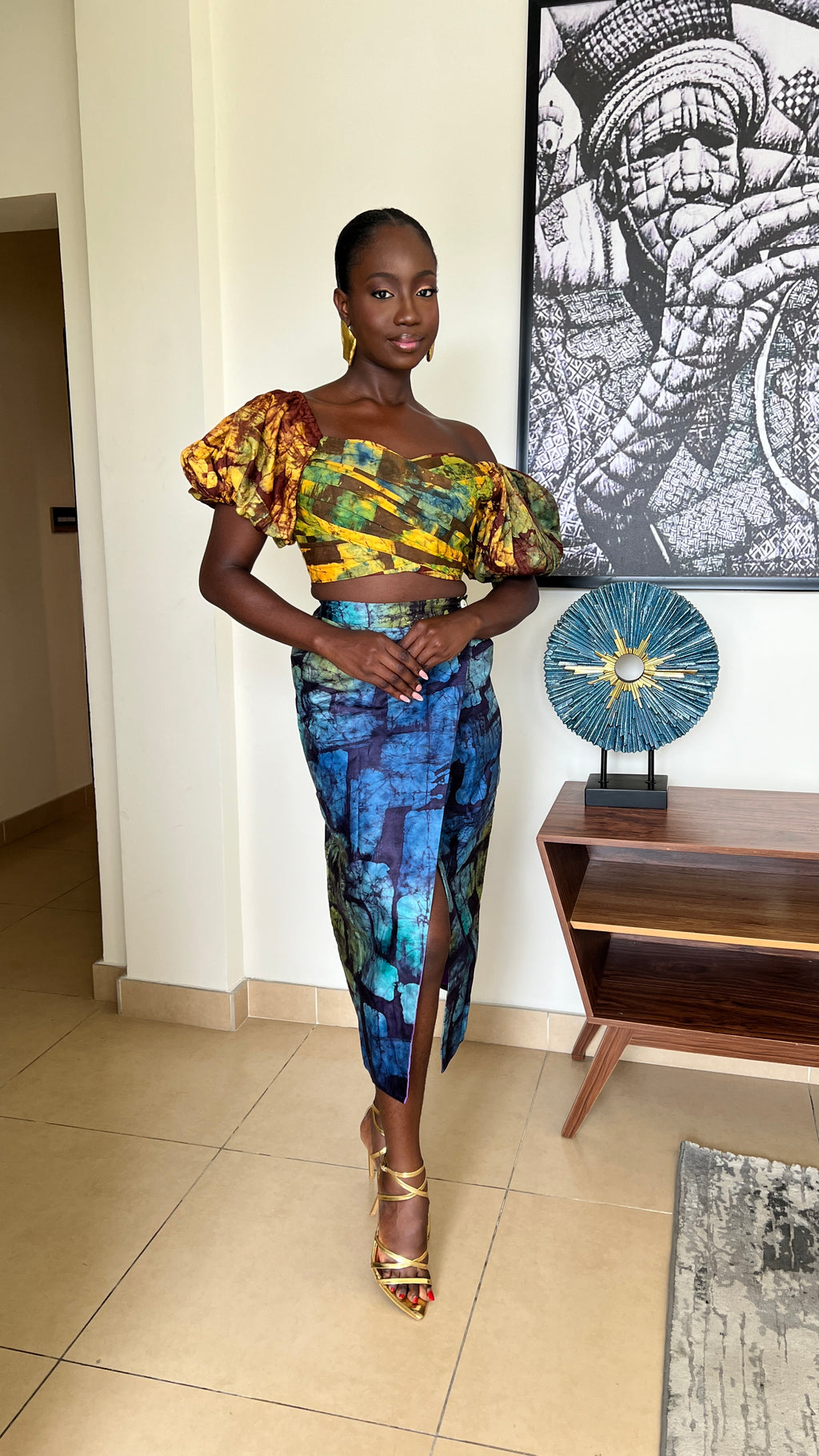 Adire Wrap Skirt Set