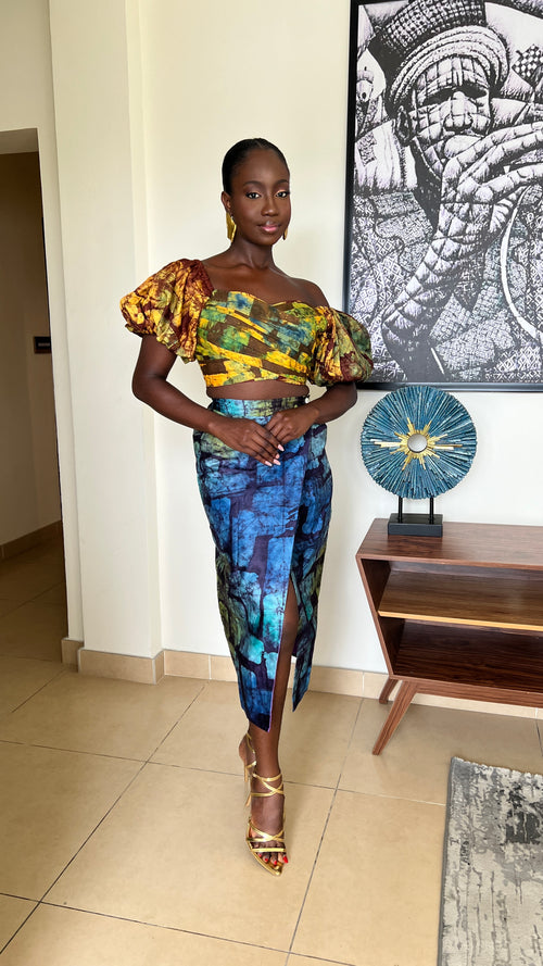 Adire Wrap Skirt Set