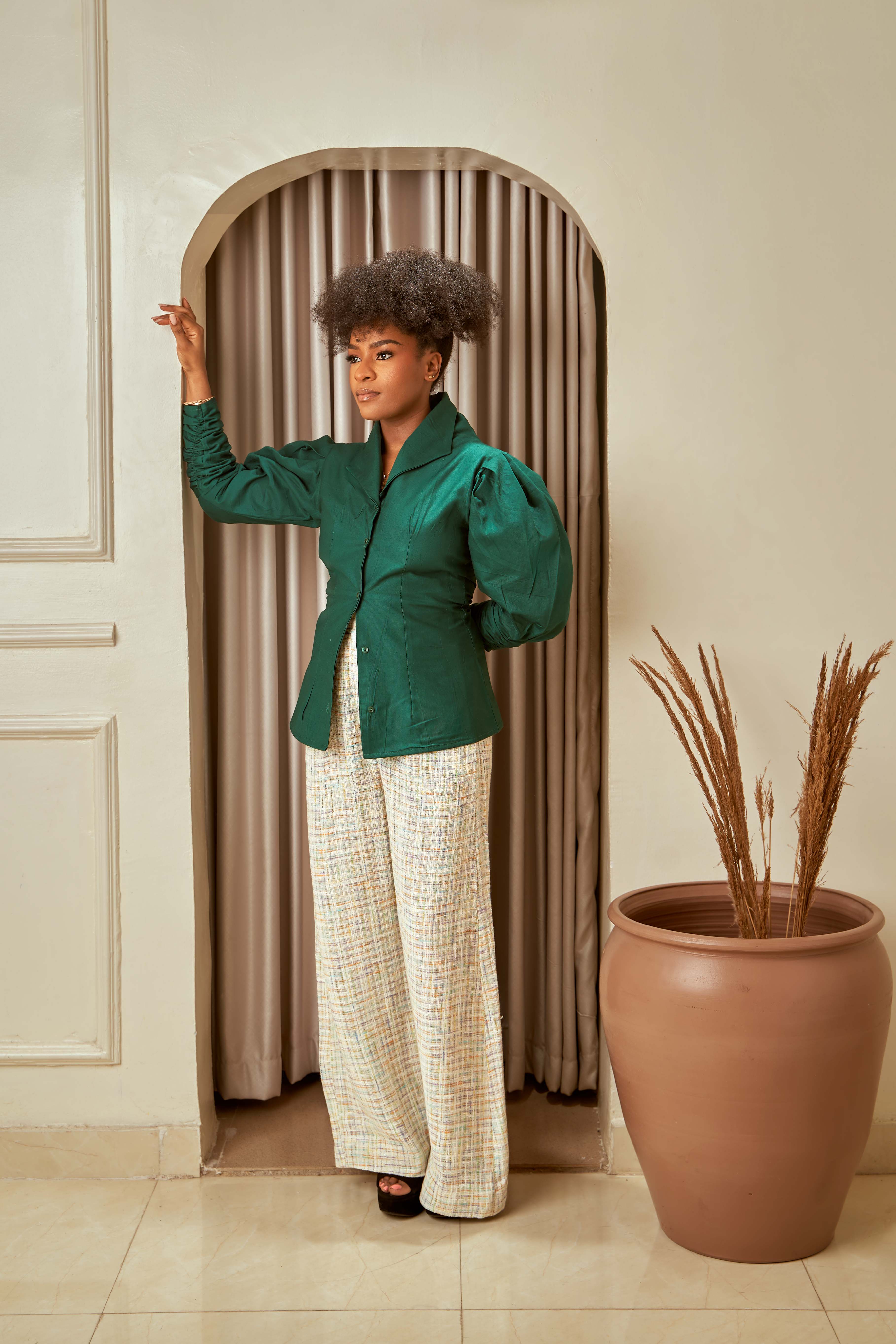 Tweed wide leg pants