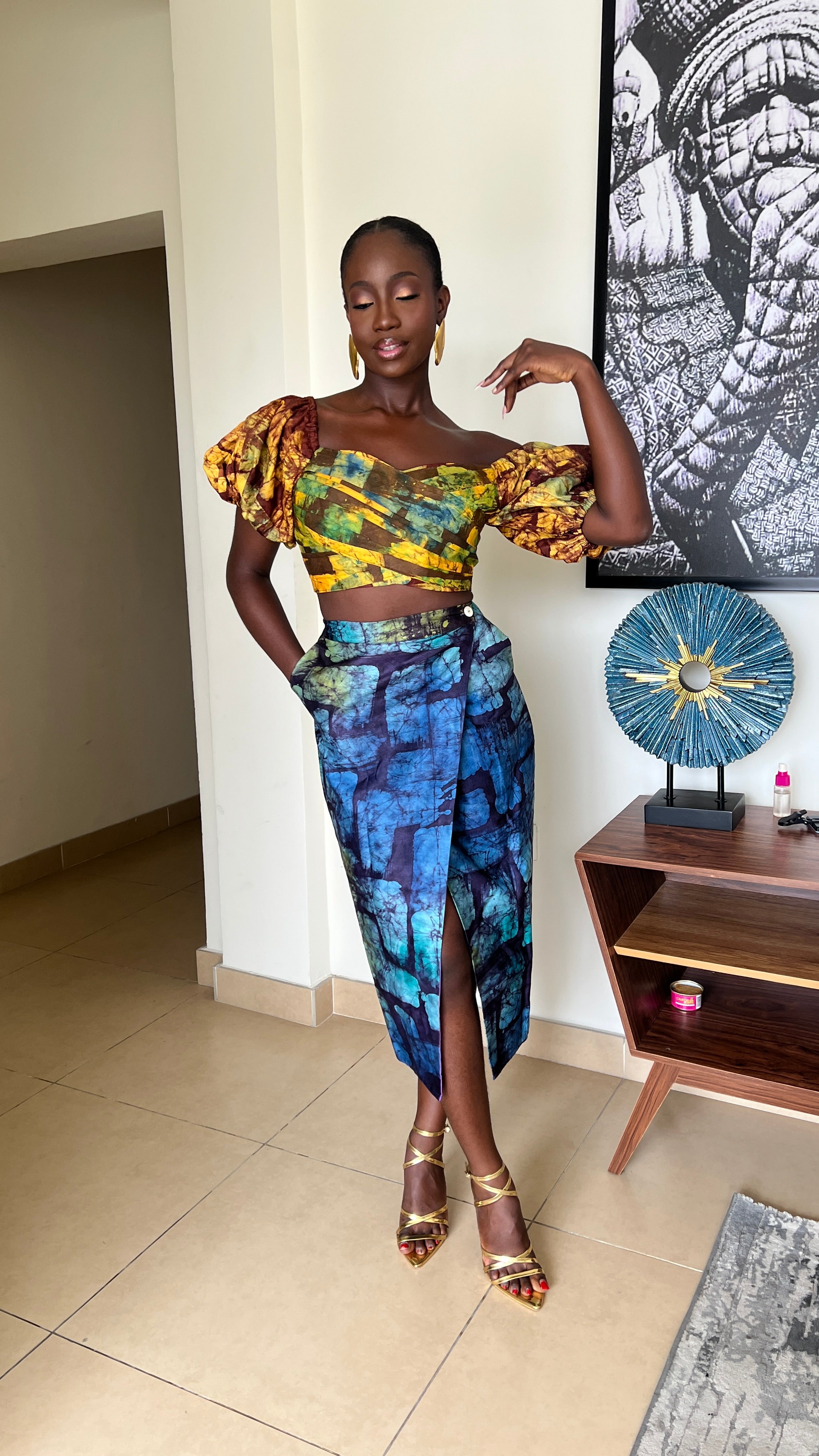 Adire Wrap Skirt Set