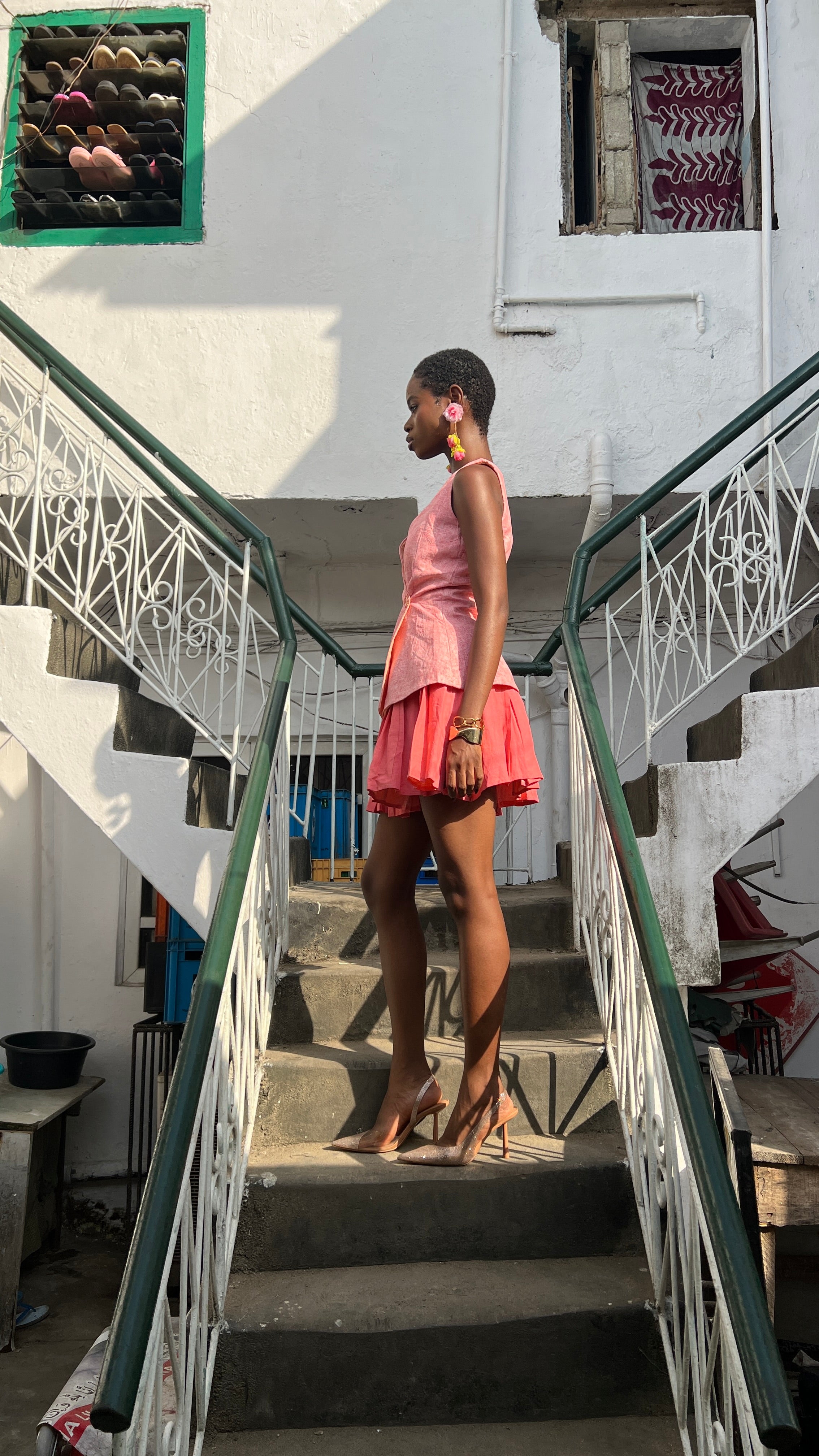 Pink Pleated skirt set