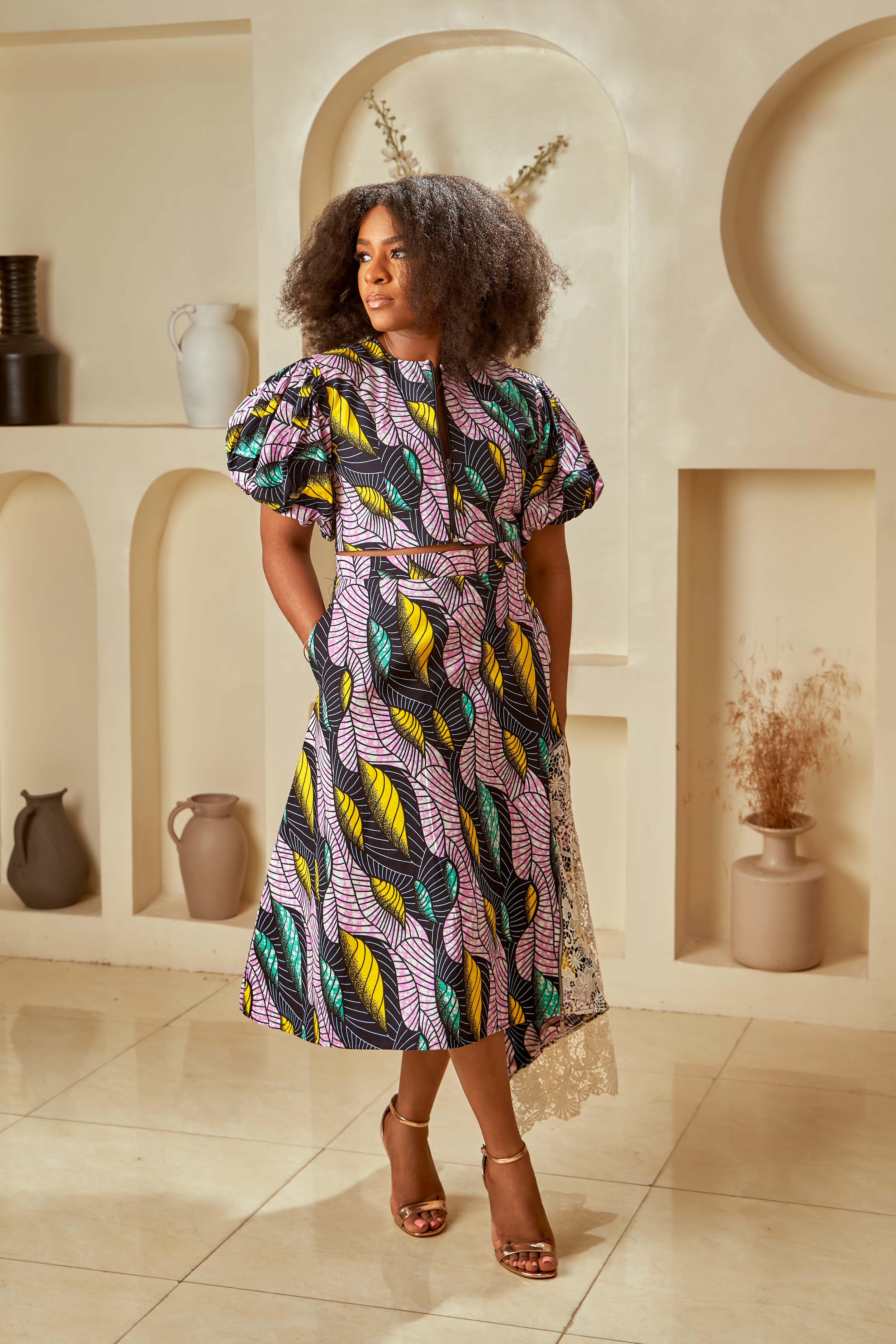 Ankara Zippered Skirt Set