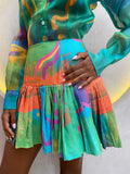 Printed Pleated Skirt
