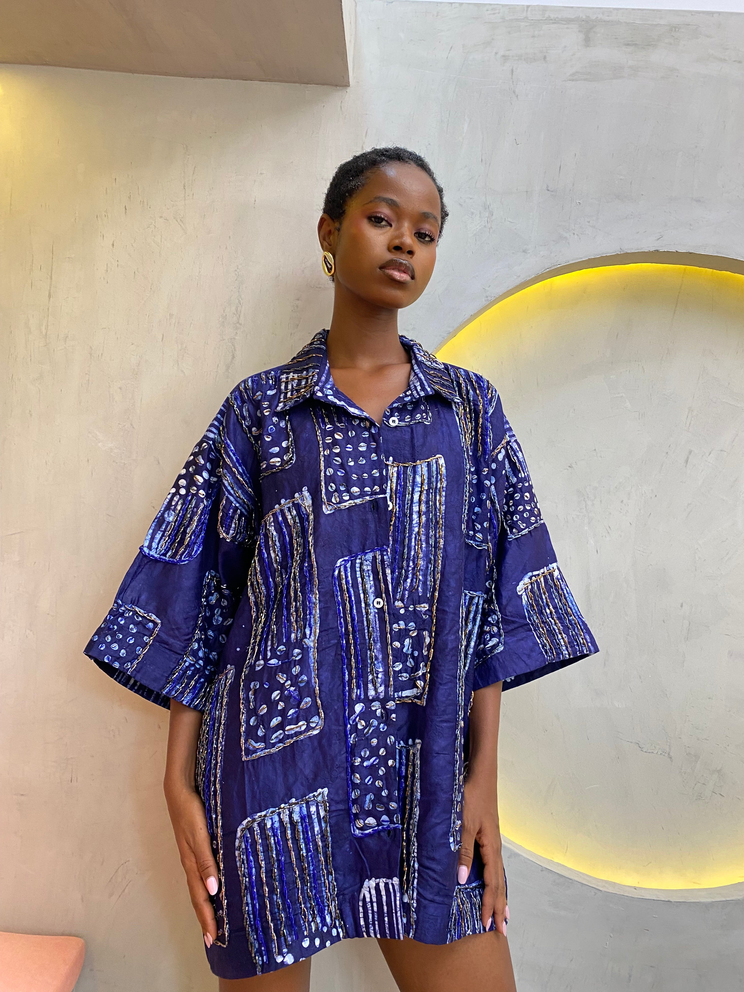 ADIRE BEADED SHIRT