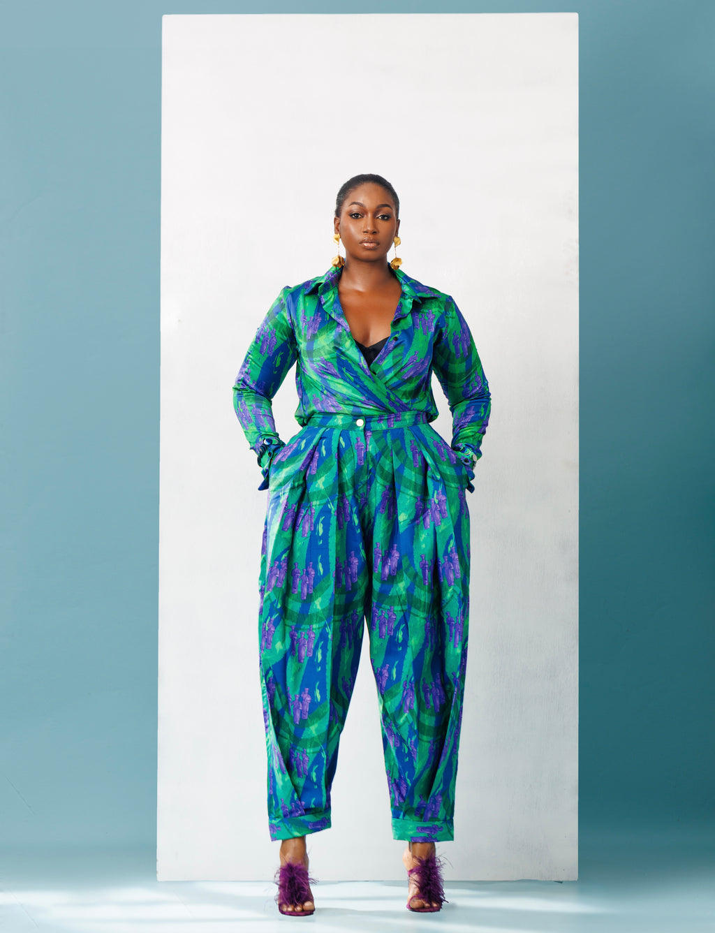 Double-Pleated Barrel Pants