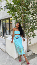 Teal beaded skirt set