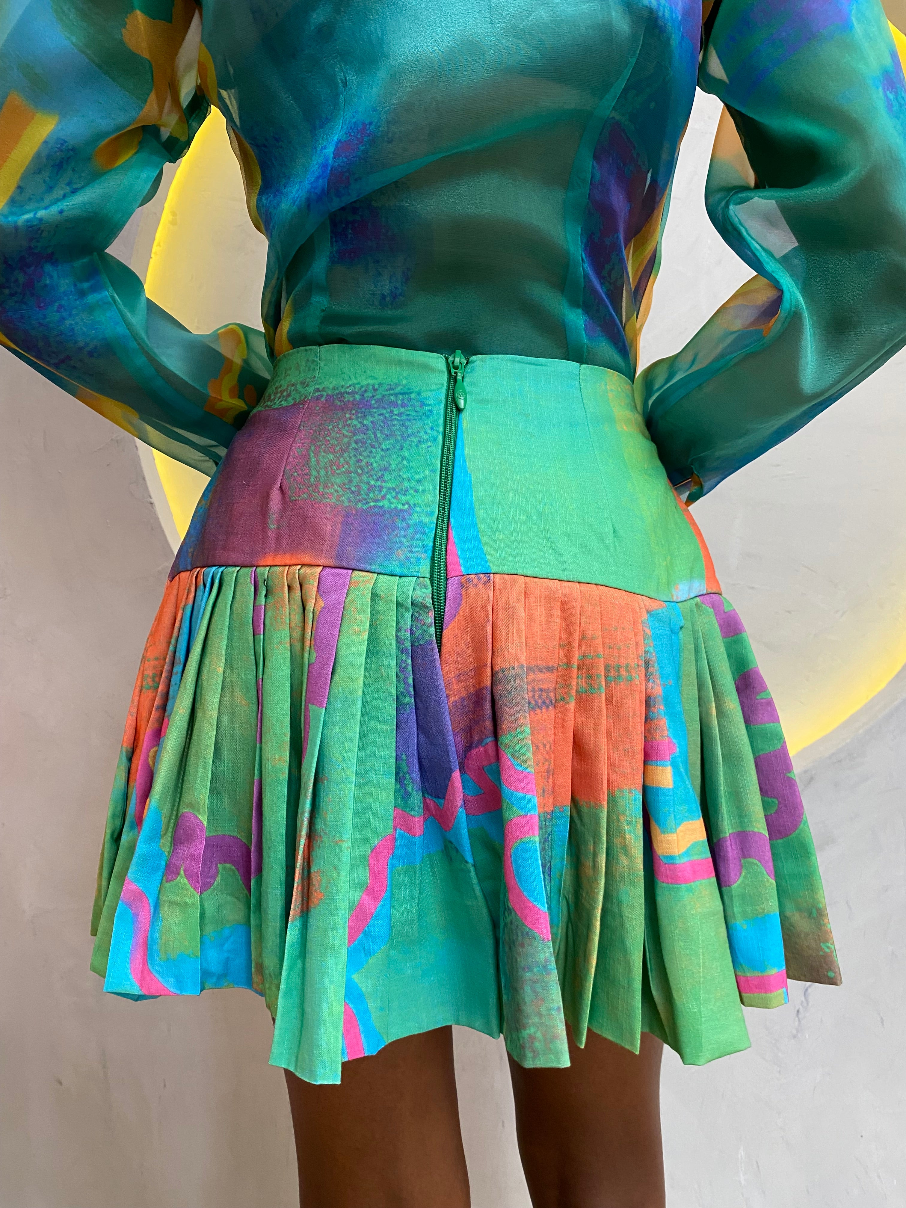 Printed Pleated Skirt