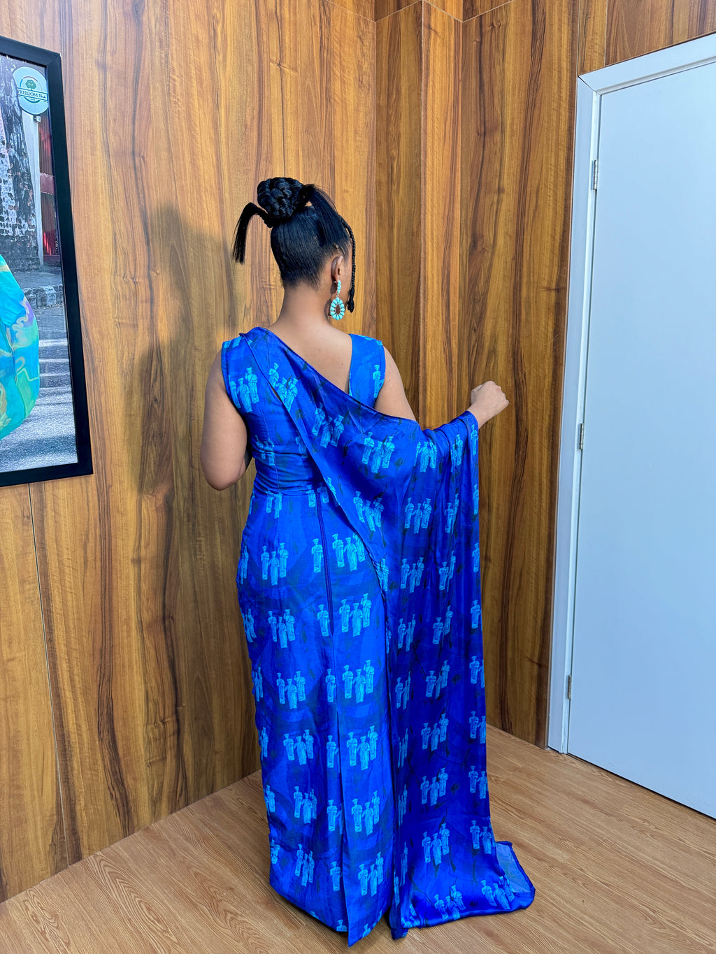 Pleated Fitted Dress with Cape