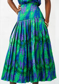 Pleated Midi Silk Skirt
