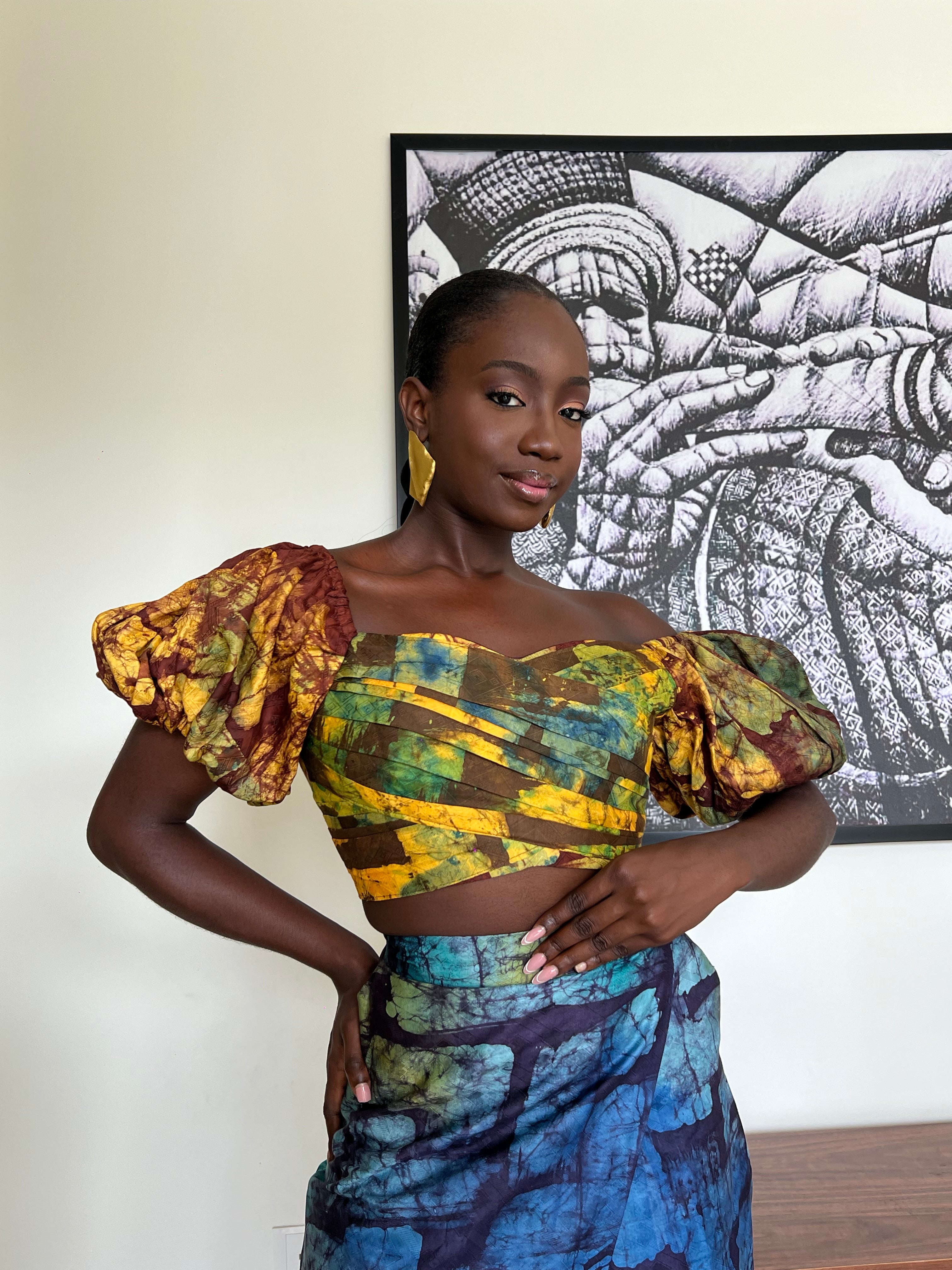 Adire Wrap Skirt Set