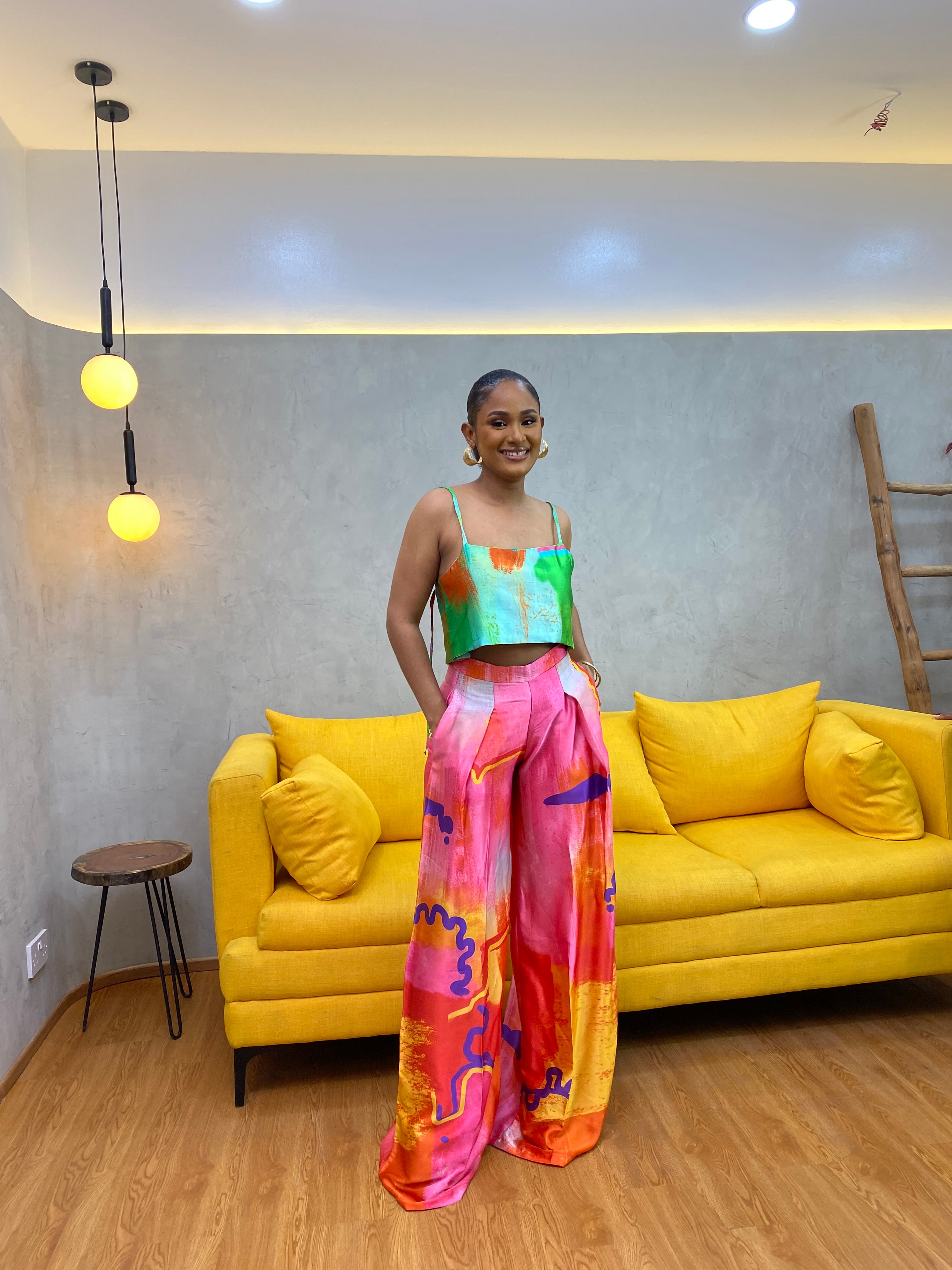 Silk Pleated Pants