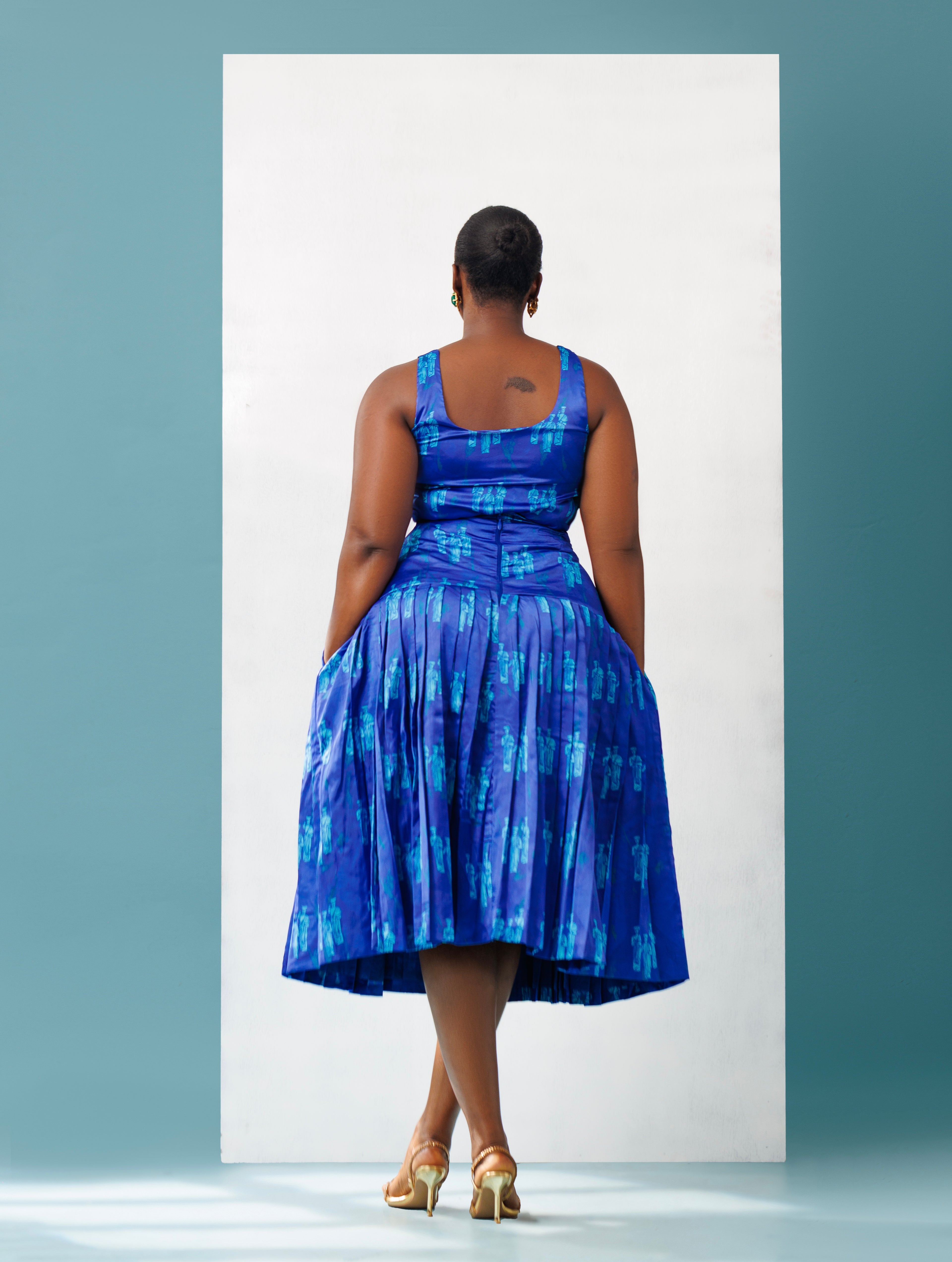 Pleated Midi Silk Skirt