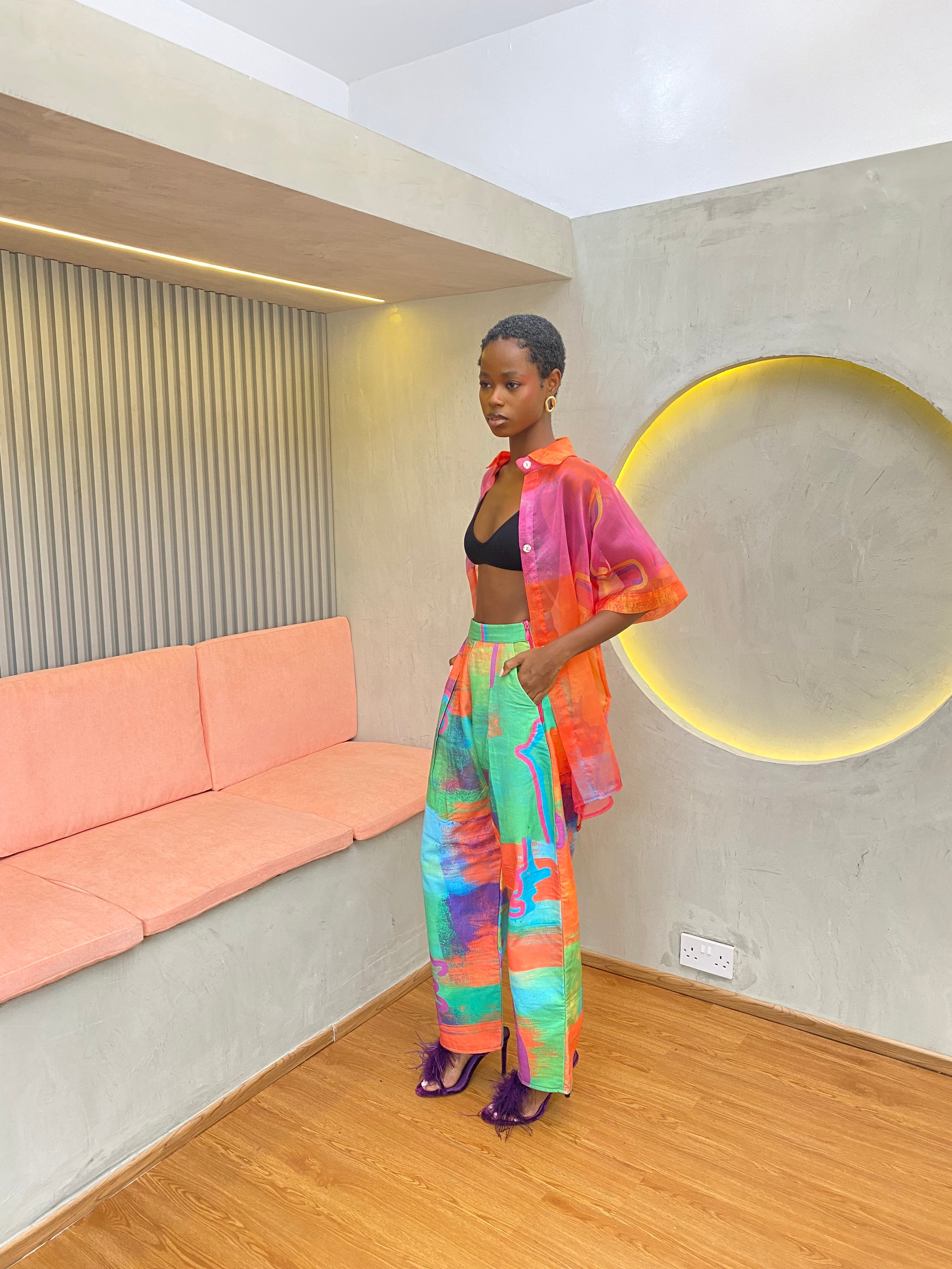 Printed Barrel Pants