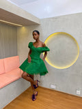 Green Aso Oke Dress ( Short )