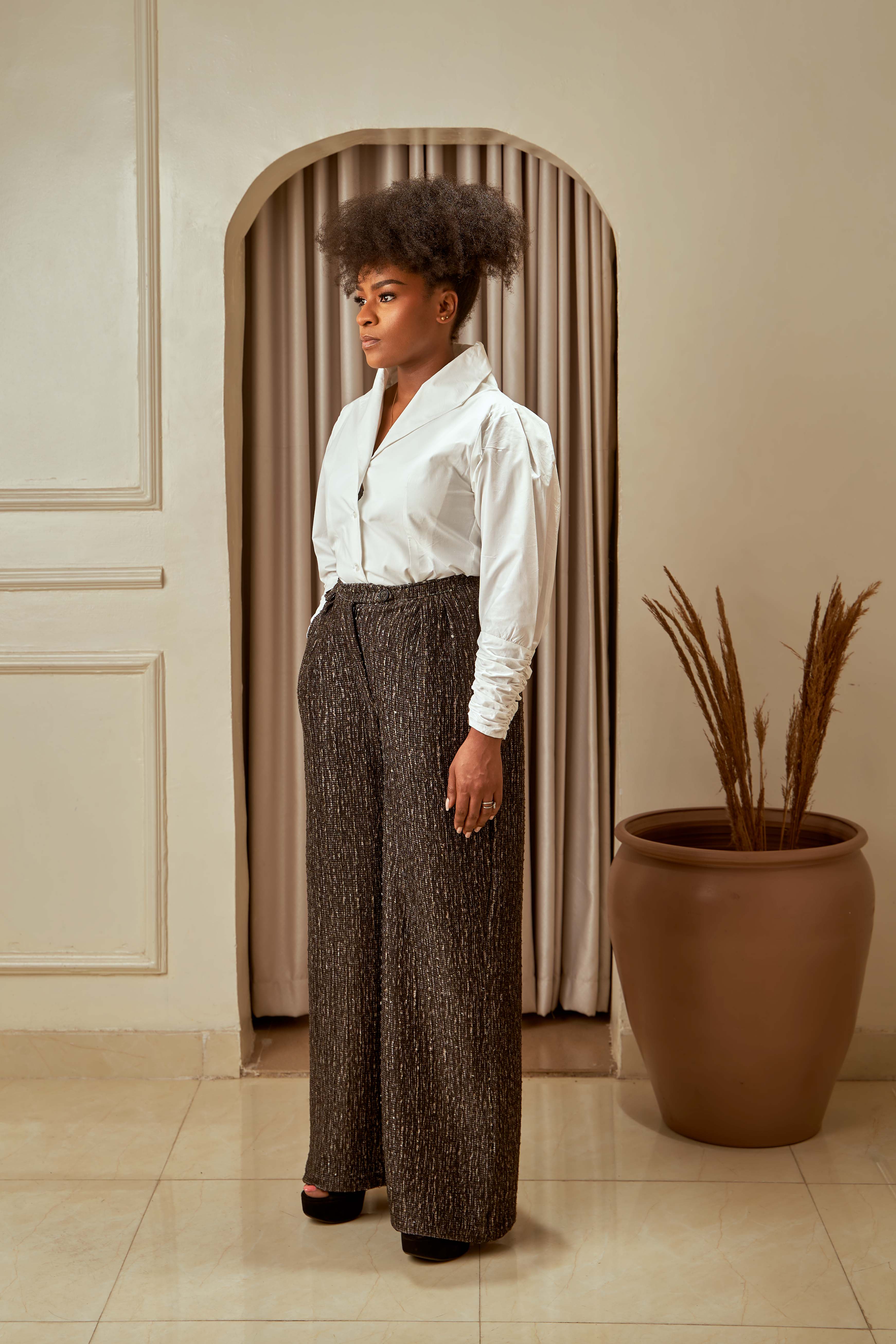 Tweed wide leg pants