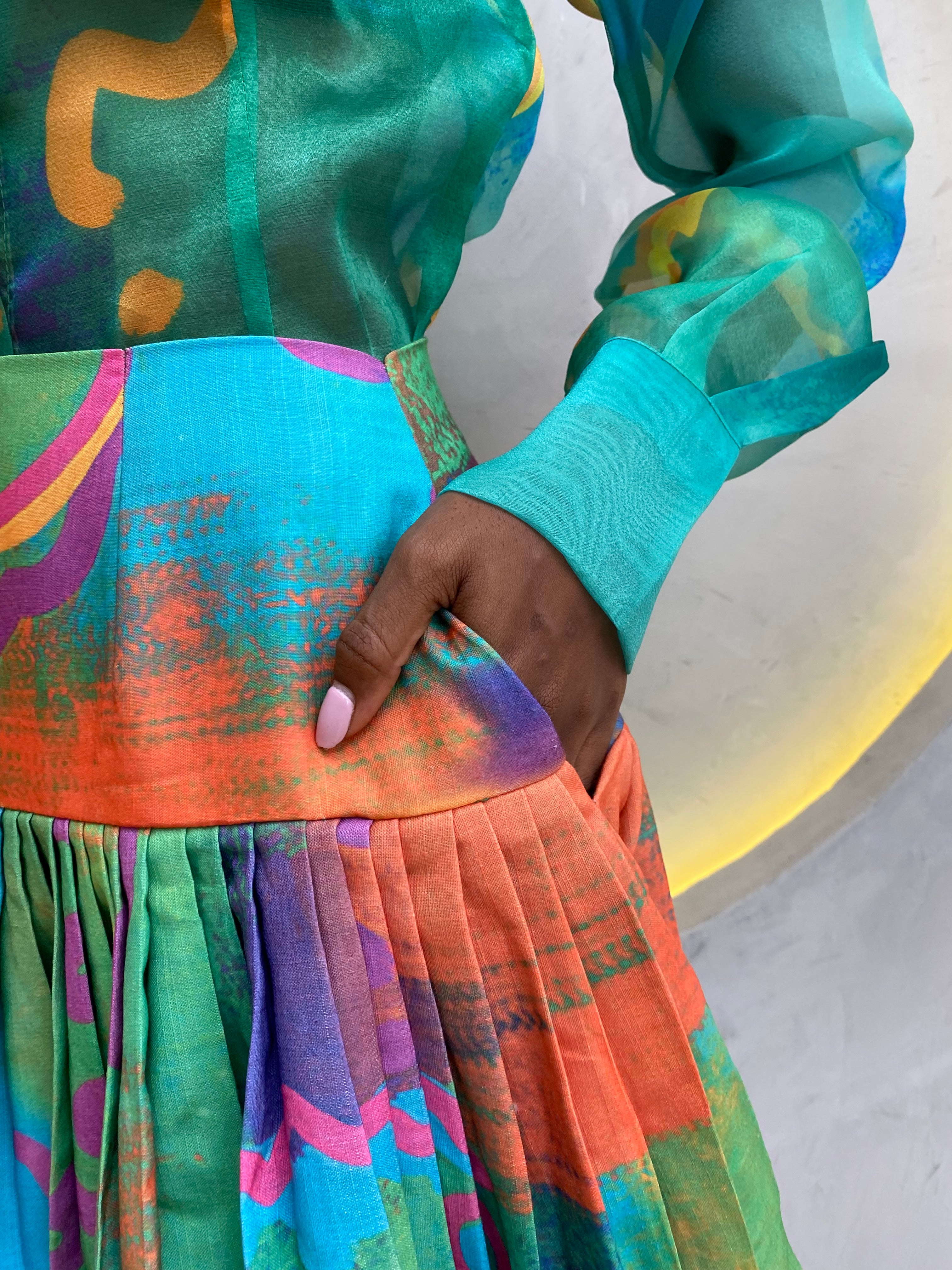 Printed Pleated Skirt