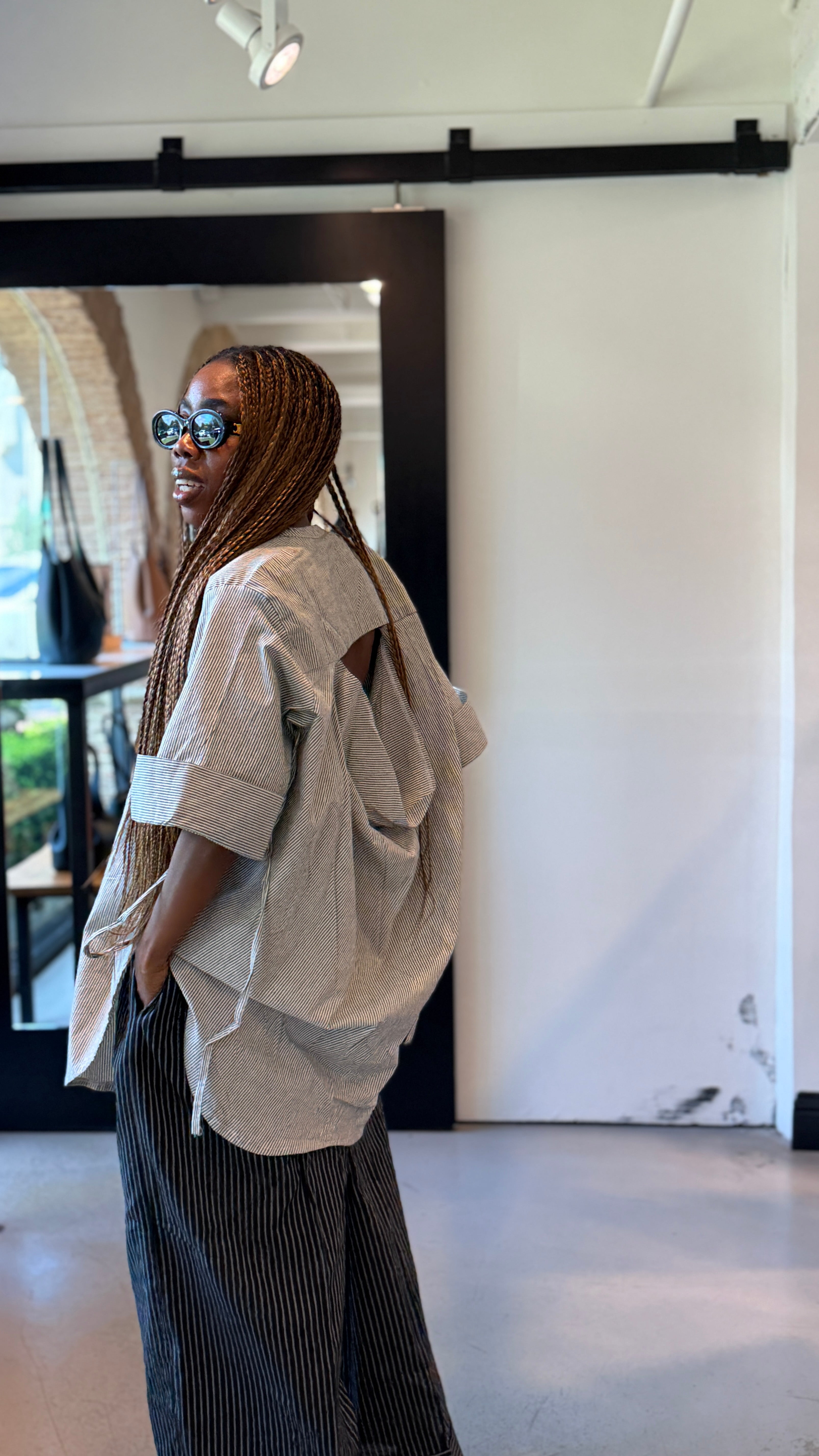 Cowl Back Linen Pant Set