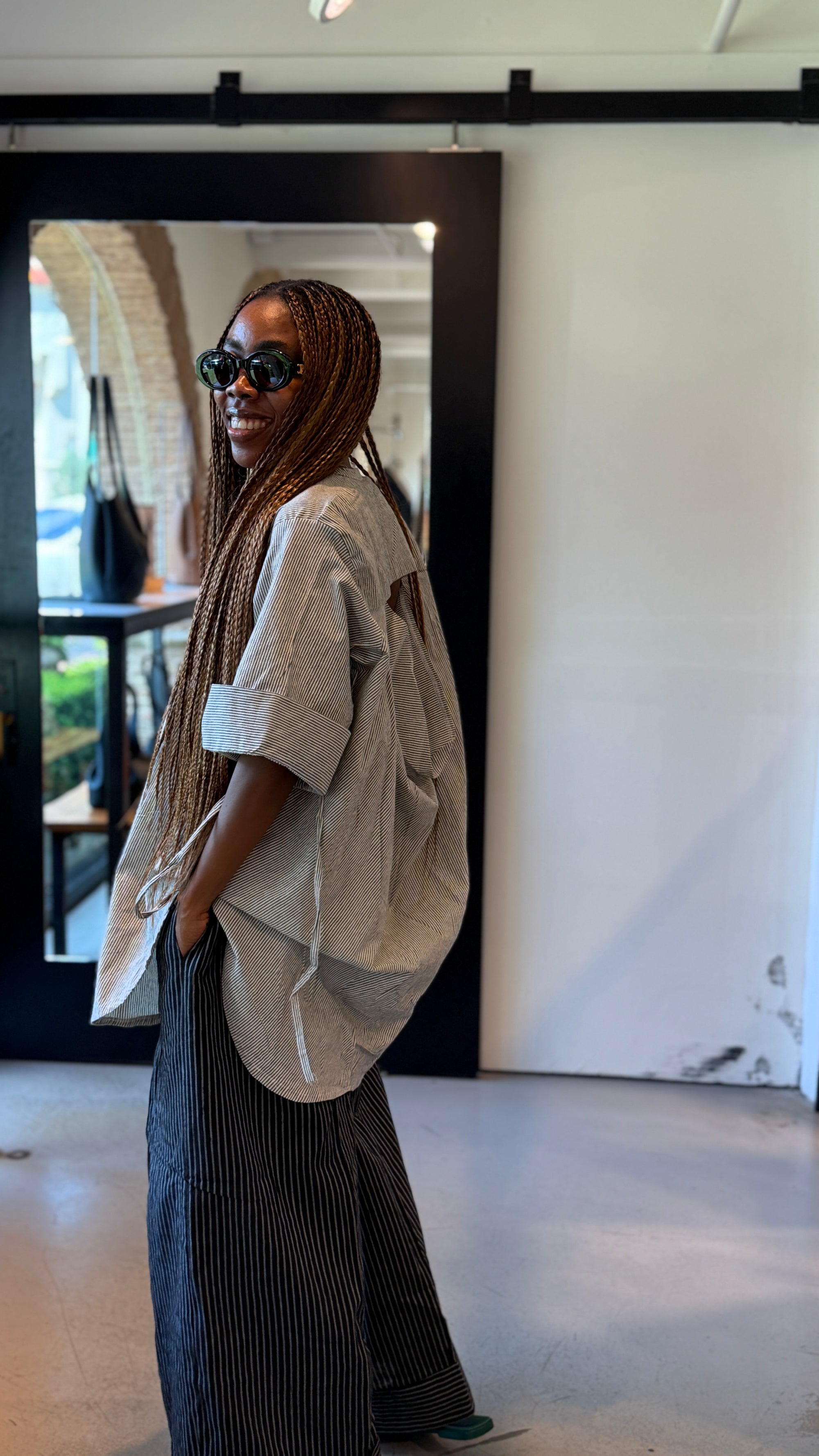 Cowl Back Linen Pant Set