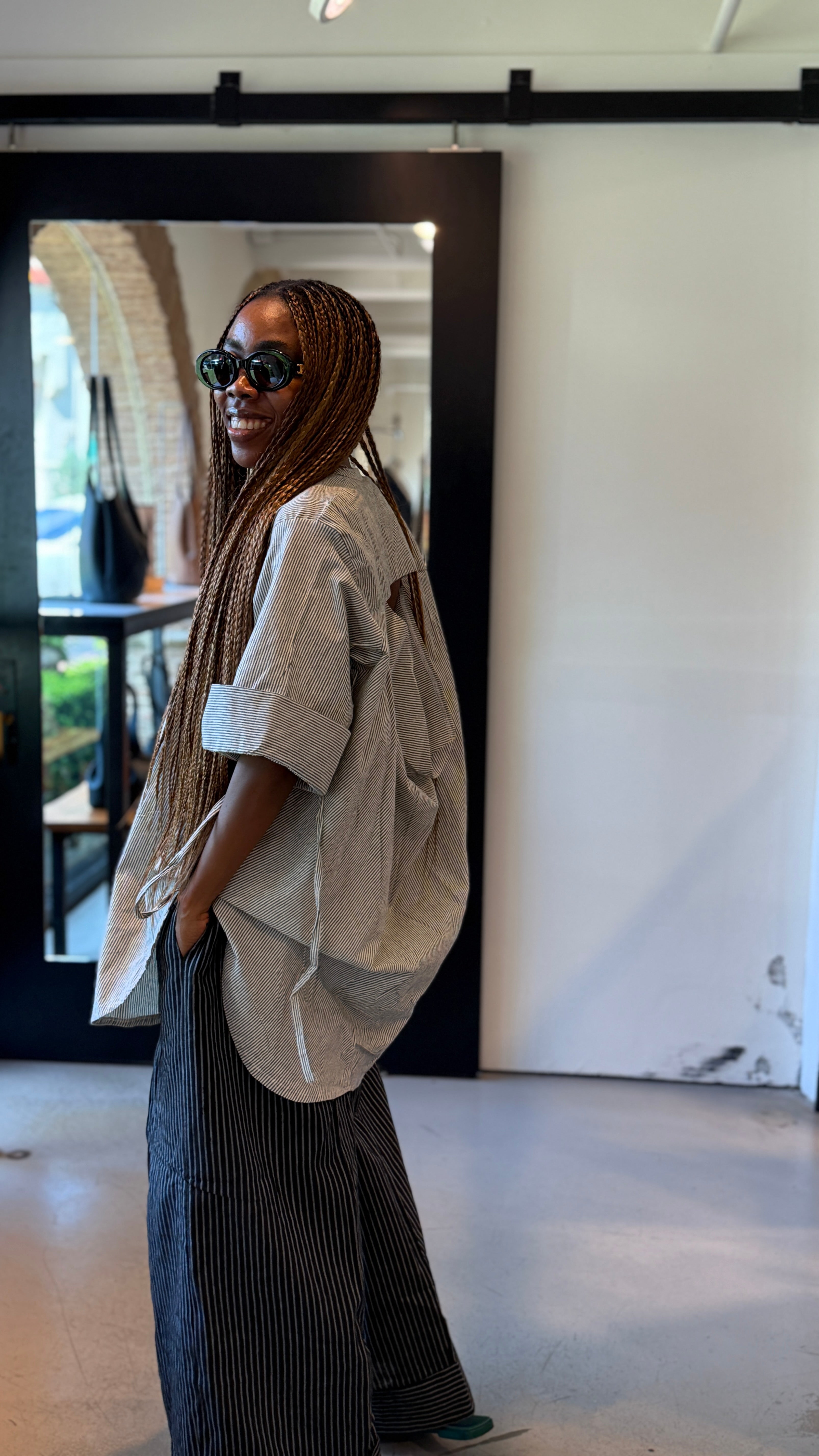 Cowl Back Linen Pant Set