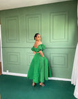 Green Aso Oke Dress ( Midi )