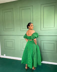 Green Aso Oke Dress ( Midi )
